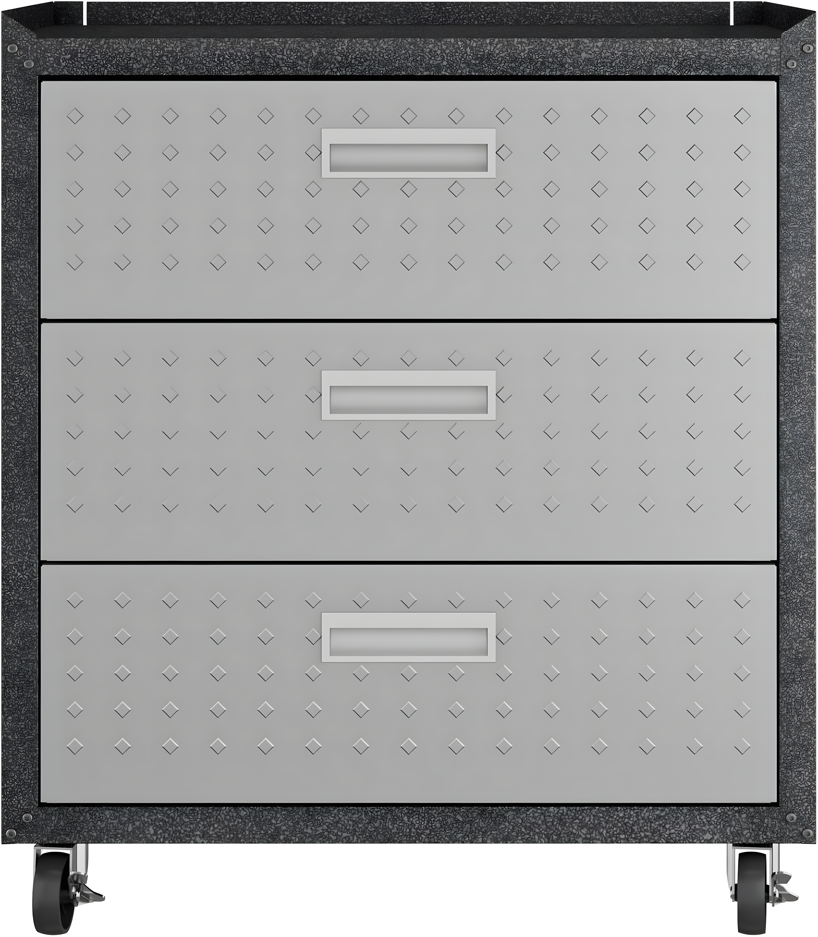 Fortress Textured Metal 31.5" Garage Mobile Chest with 3 Full Extension Drawers y