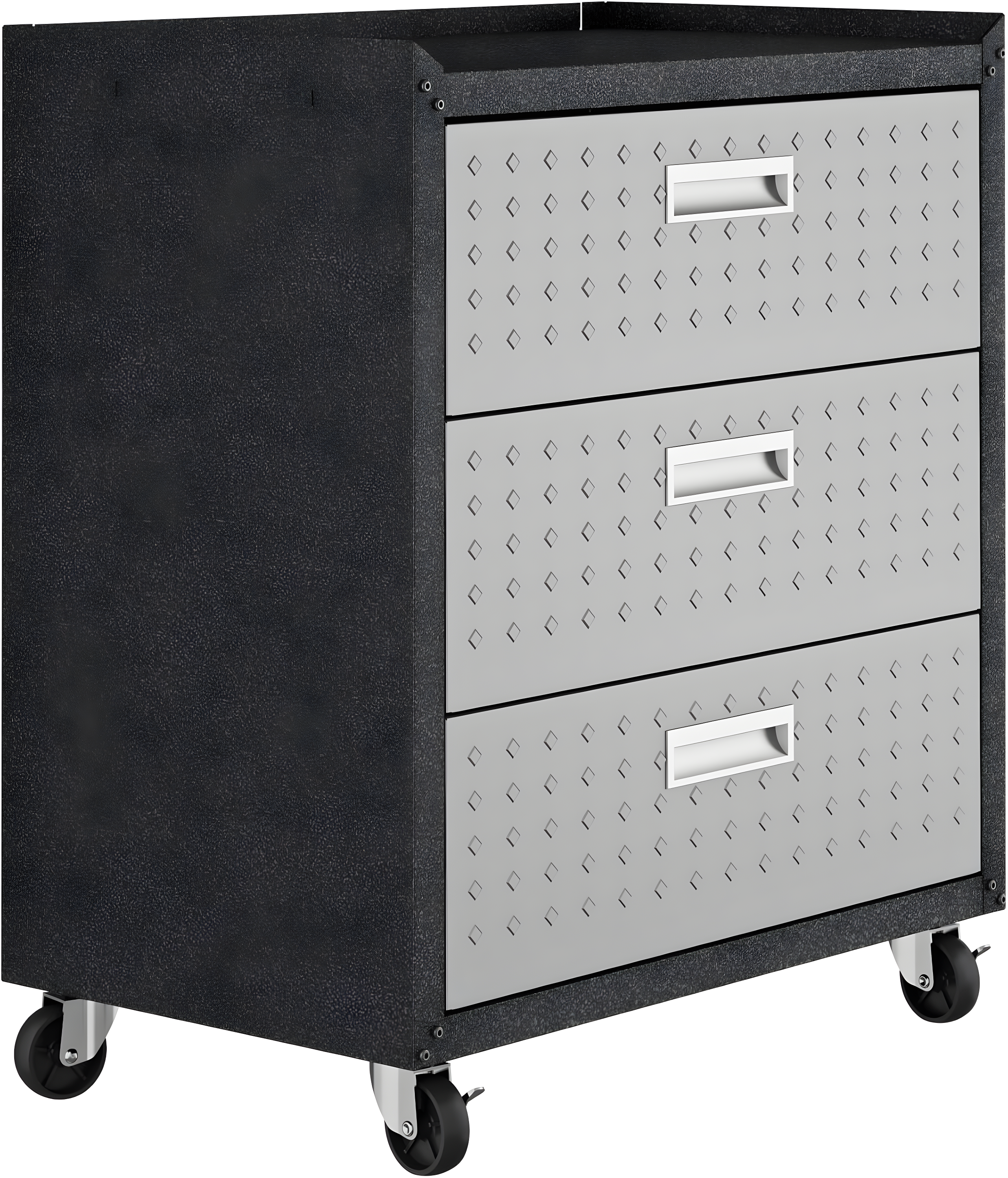 Fortress Textured Metal 31.5" Garage Mobile Chest with 3 Full Extension Drawers y