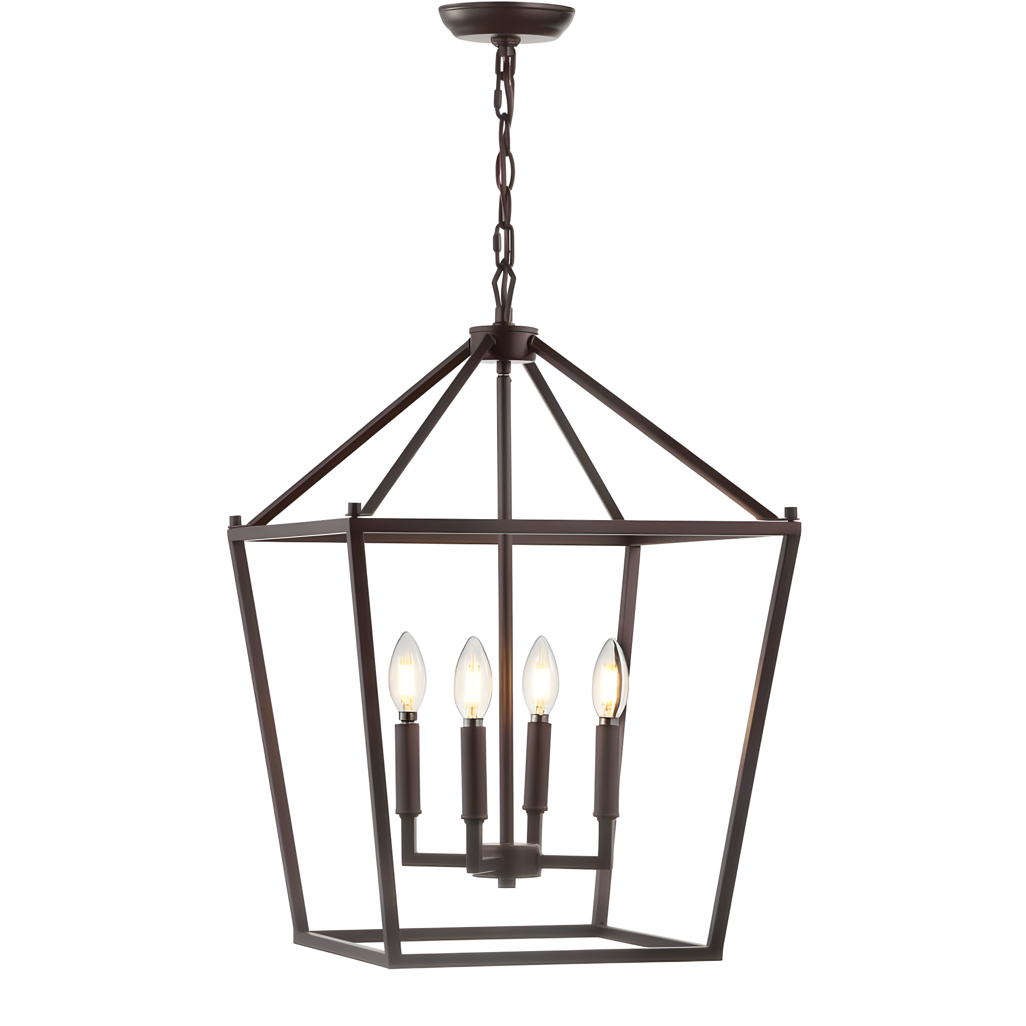 Pagoda 16" 4-Bulb Lantern Metal LED Pendant, Oil Rubbed Bronze