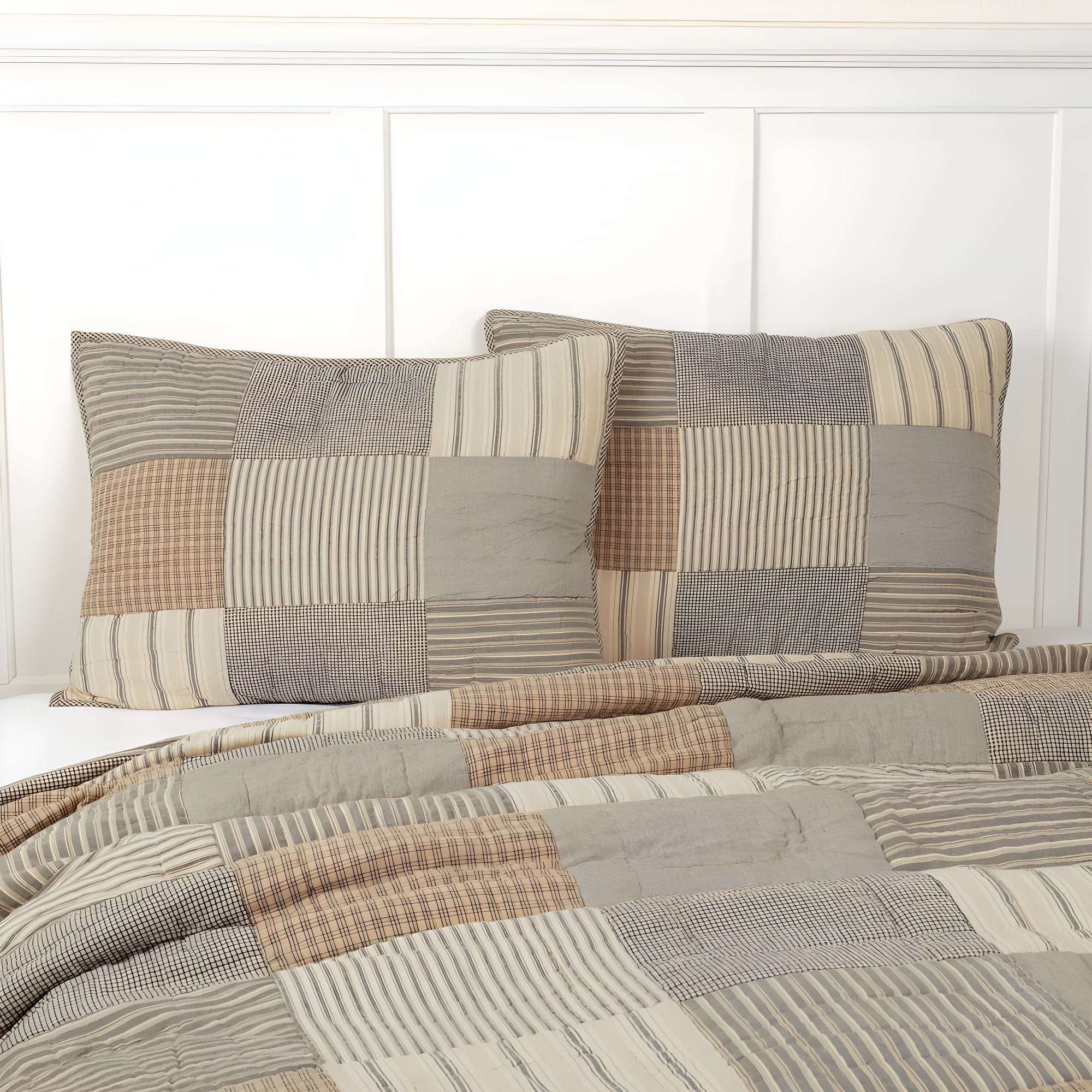 VHC Brands Farmhouse Bedding-Sawyer Mill Sham, Standard 21x27, Charcoal Grey