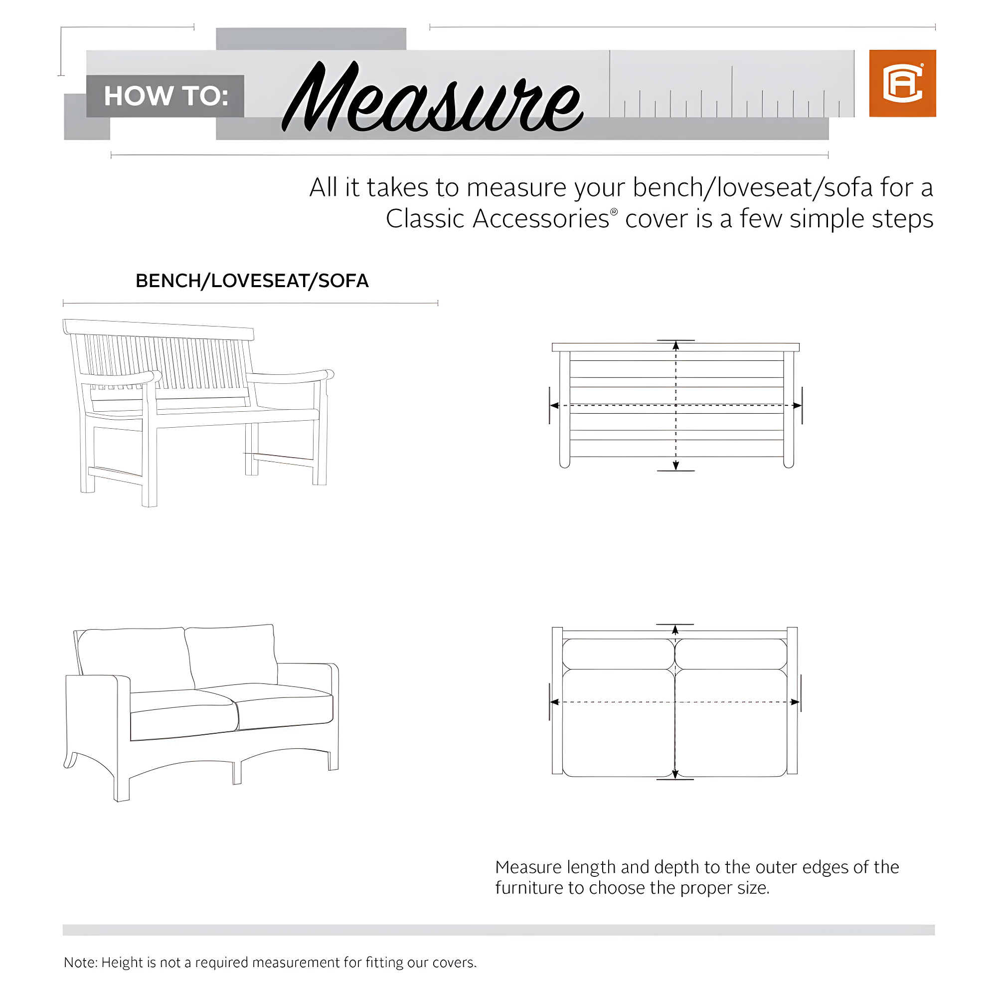 Classic Accessories Veranda™ Patio Bench Cover - Water Resistant Outdoor Furniture Cover, Small (70992)