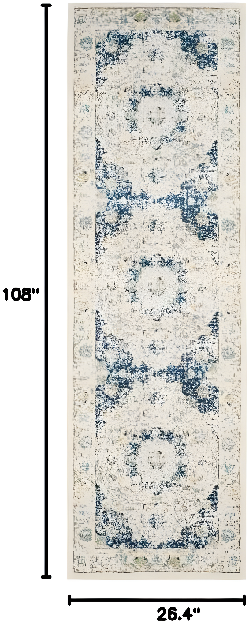 Evoke EVK220 Power Loomed Runner Rug - Ivory/Blue - 2'2"x9' - Safavieh.