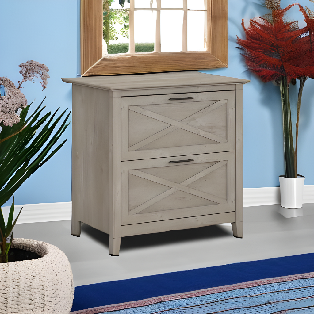 2 Drawer Key West File Cabinet Washed Gray - Bush Furniture