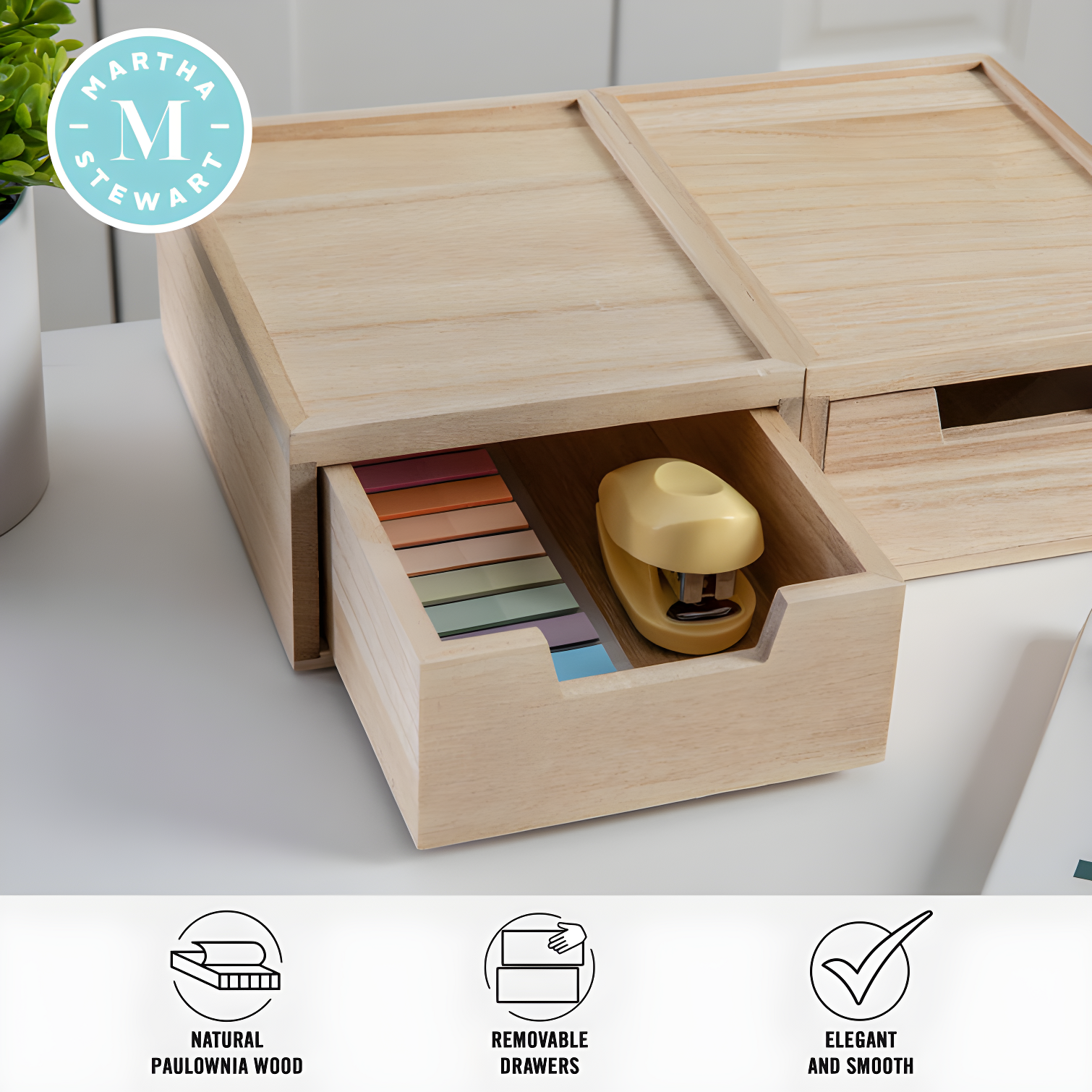 Martha Stewart Thomas Martha Stewart Wooden Storage Boxes With Pullout Drawers (Set of 2)