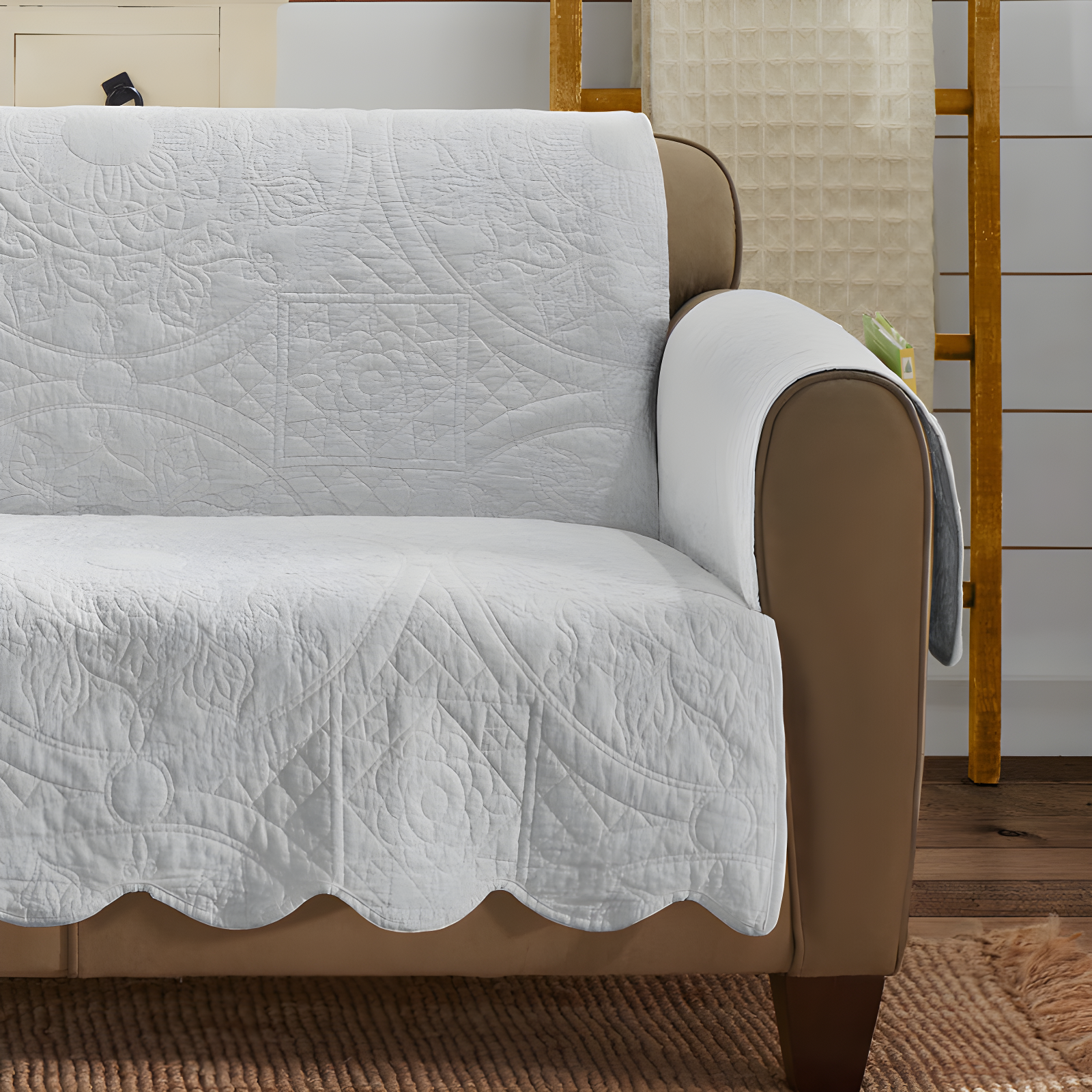 Sure Fit Heirloom Quilt Furniture Cover Cotton Box Cushion Sofa Slipcover