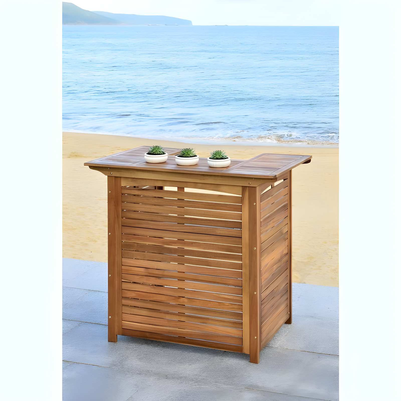 Monterey Patio Outdoor Bar Table - Natural - Safavieh