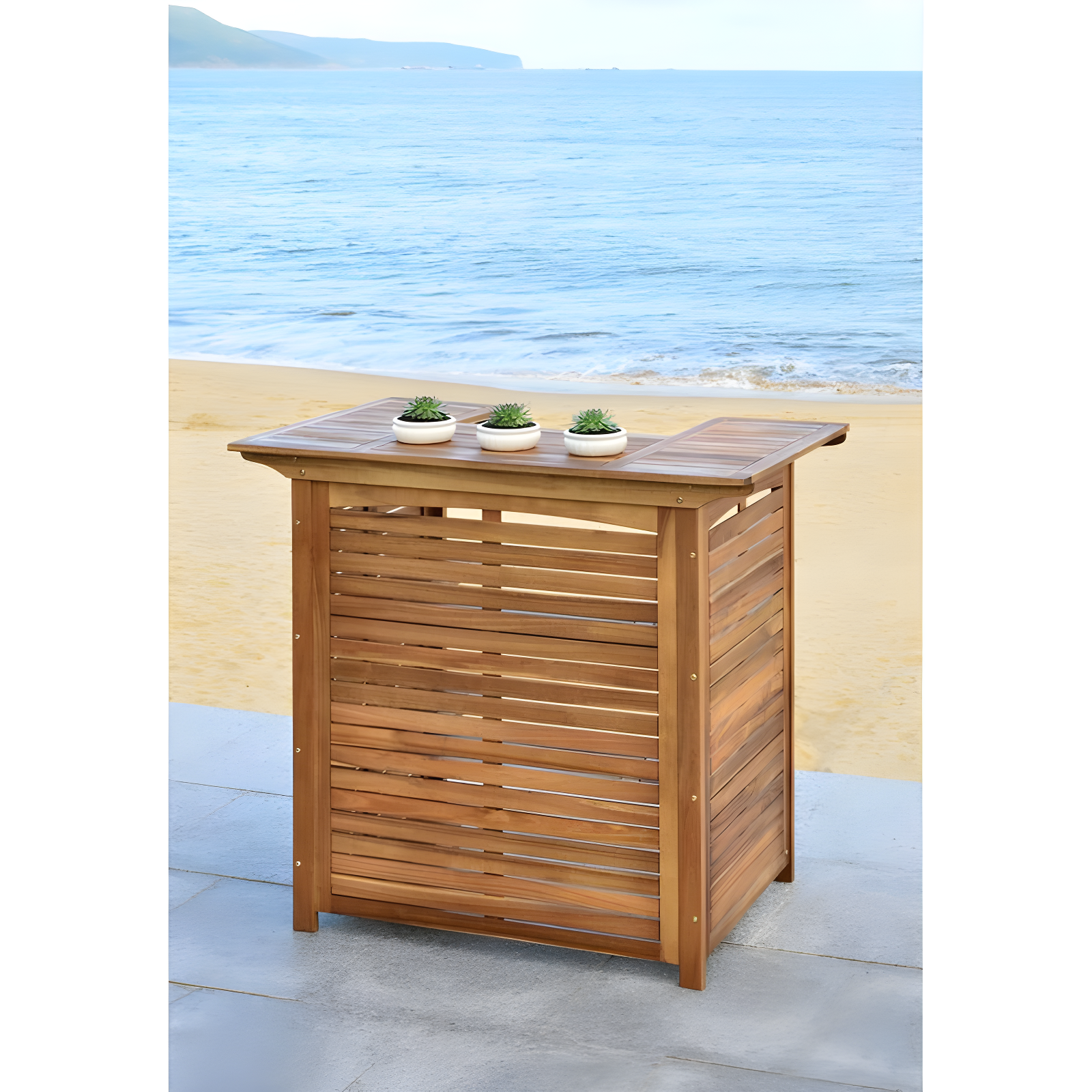 Monterey Patio Outdoor Bar Table - Natural - Safavieh