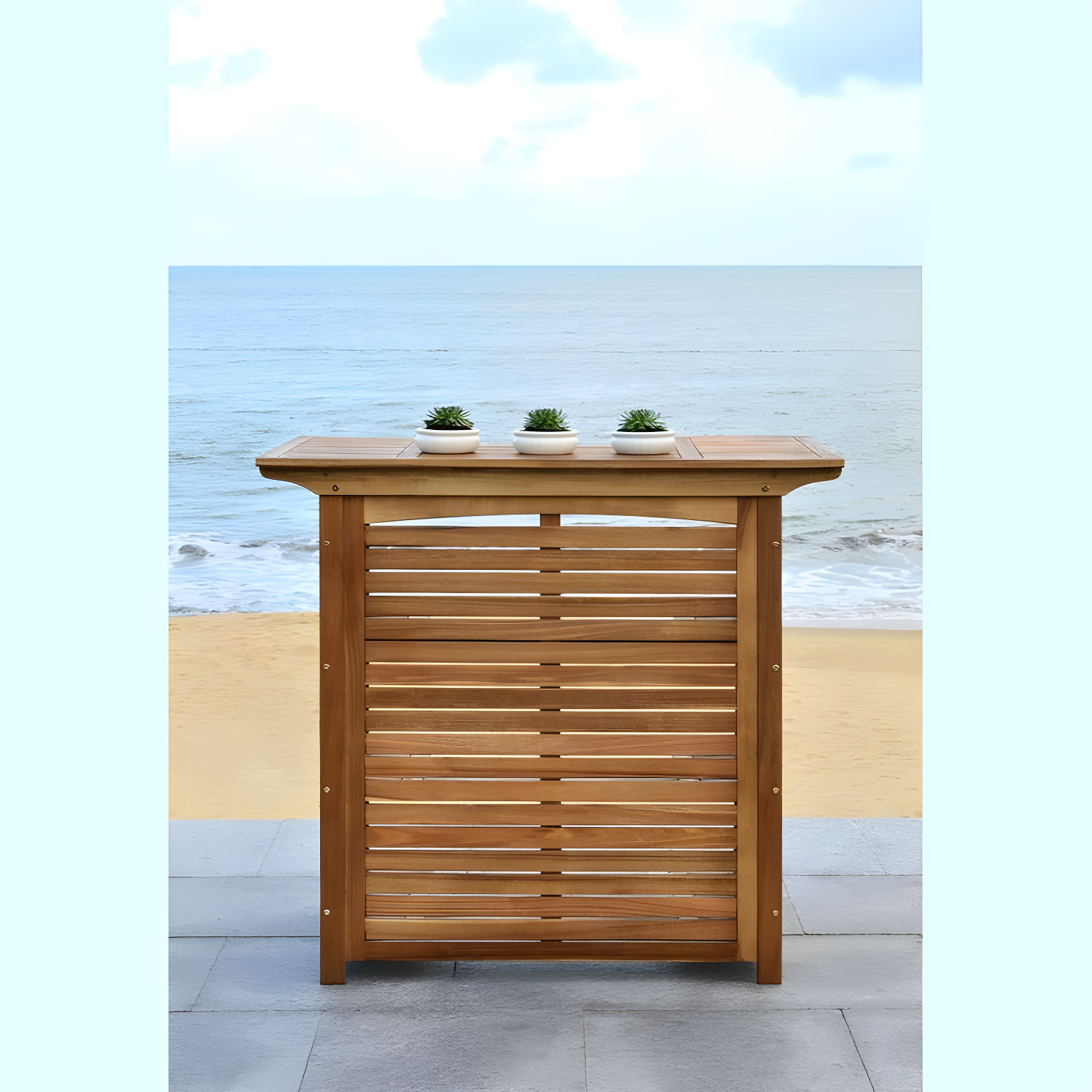 Monterey Patio Outdoor Bar Table - Natural - Safavieh