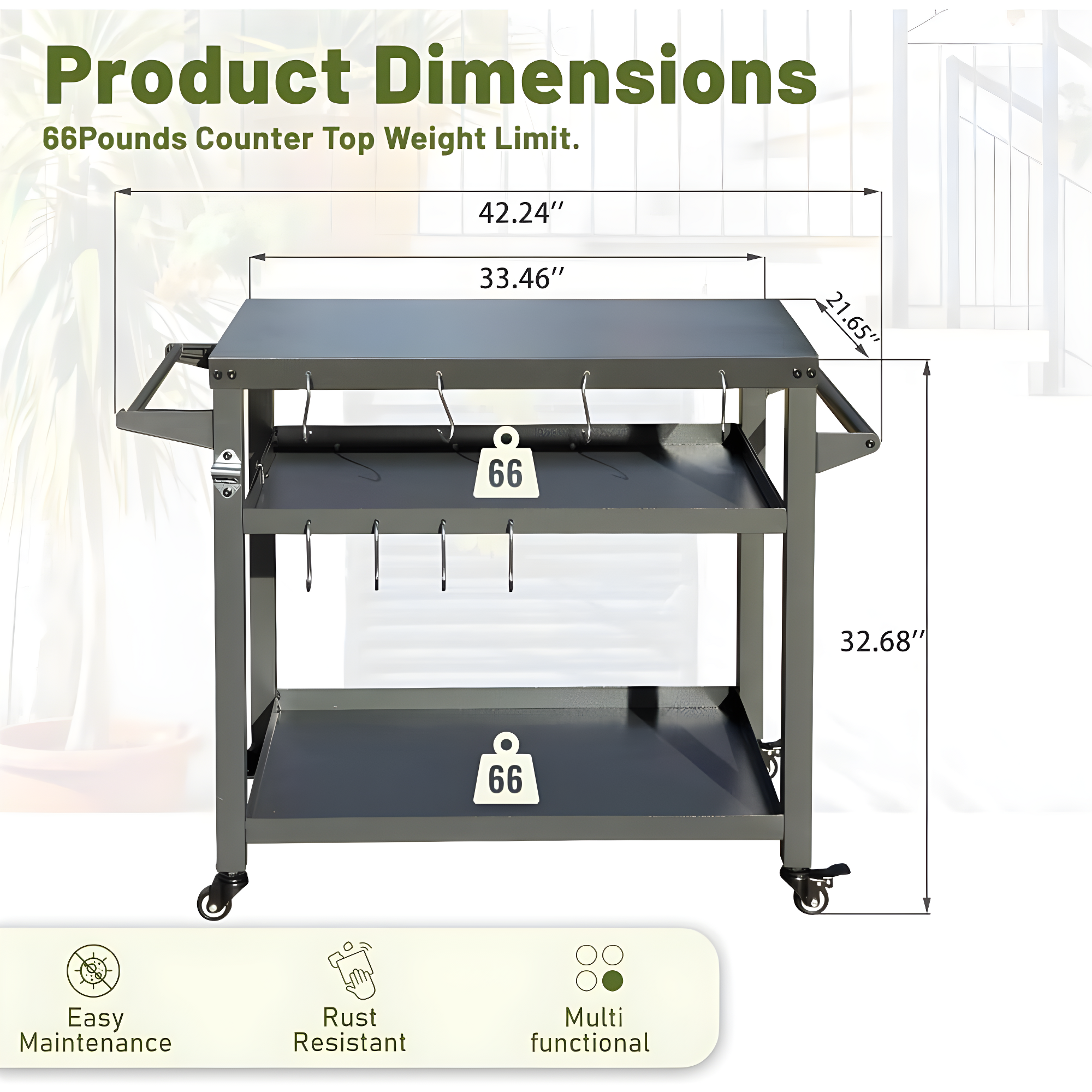 GZMWON 3-Shelf Outdoor Grill Table, Grill Cart Outdoor With Wheels, Pizza Oven Table And Food Prep Table, Blackstone Table Grill Stand  Blackstone Griddle  Outside BBQ
