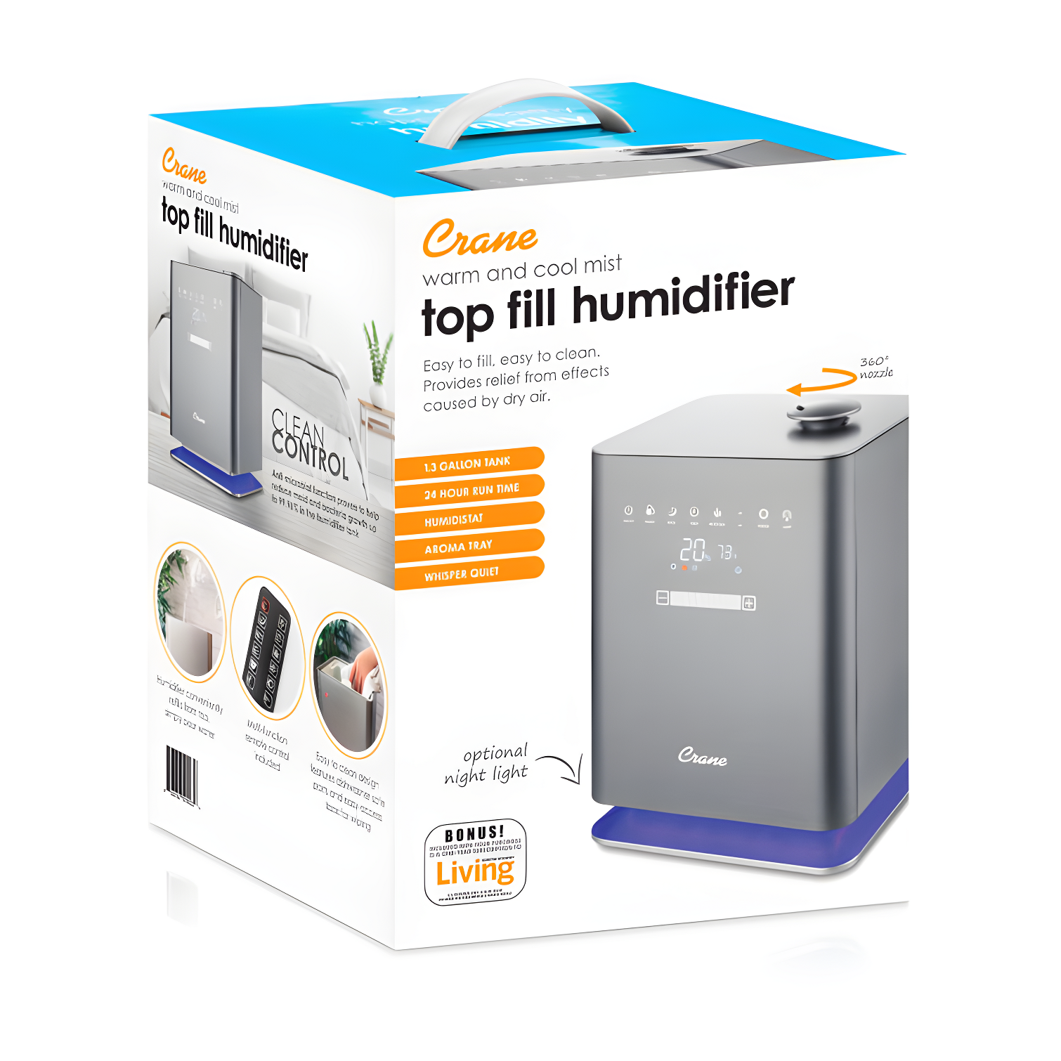 Crane USA Crane USA 1.2 Gallons Cool Mist Ultrasonic for 500 Cubic Feet
