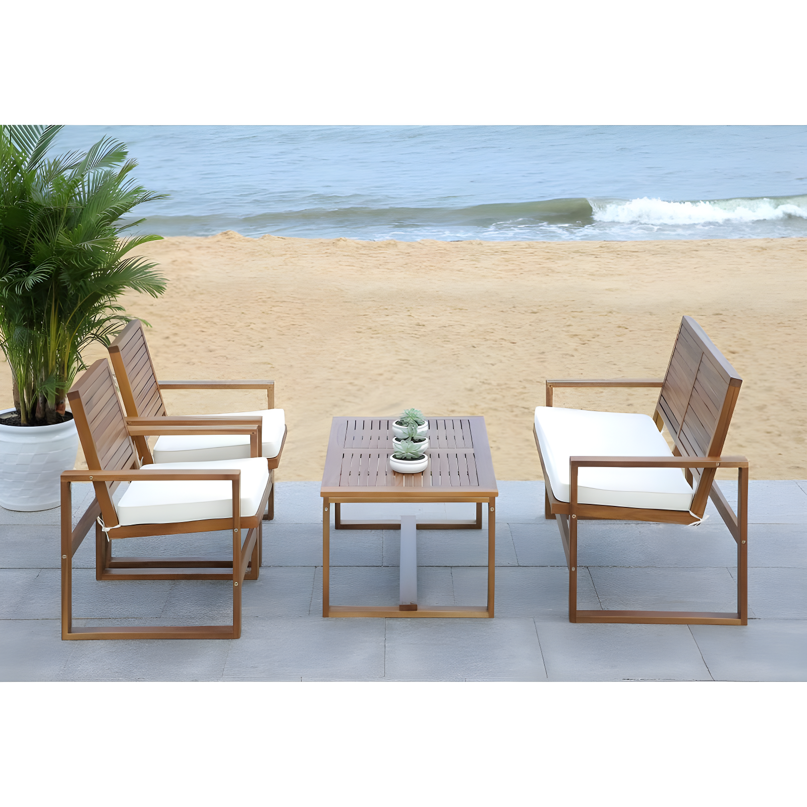 Ozark 4 Piece Set - Indoor/Outdoor - FOX6007 - Natural/Beige - Safavieh