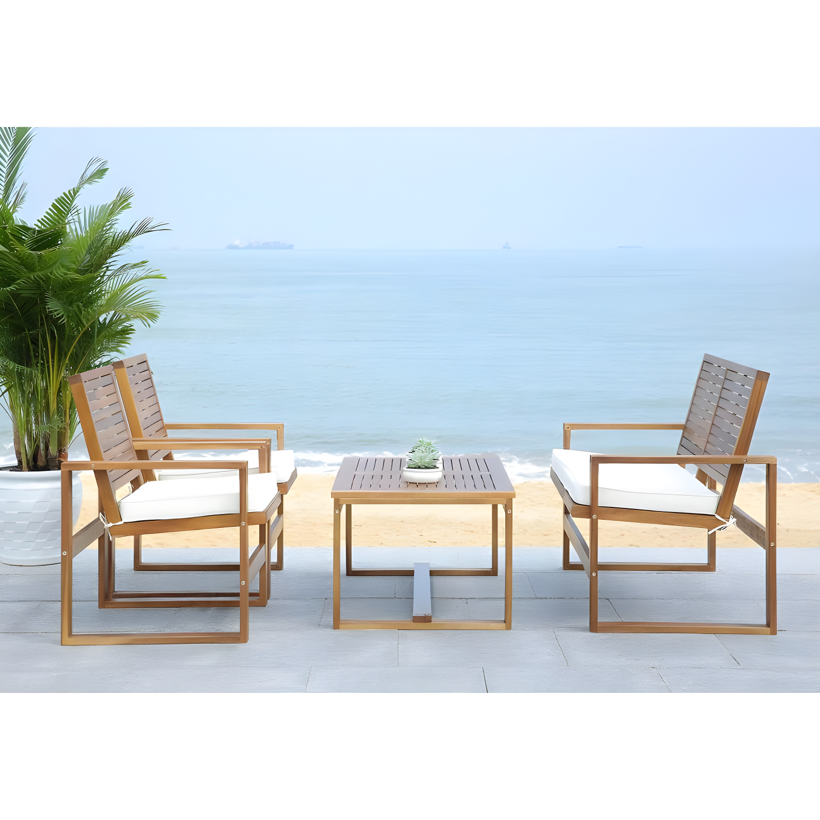 Ozark 4 Piece Set - Indoor/Outdoor - FOX6007 - Natural/Beige - Safavieh