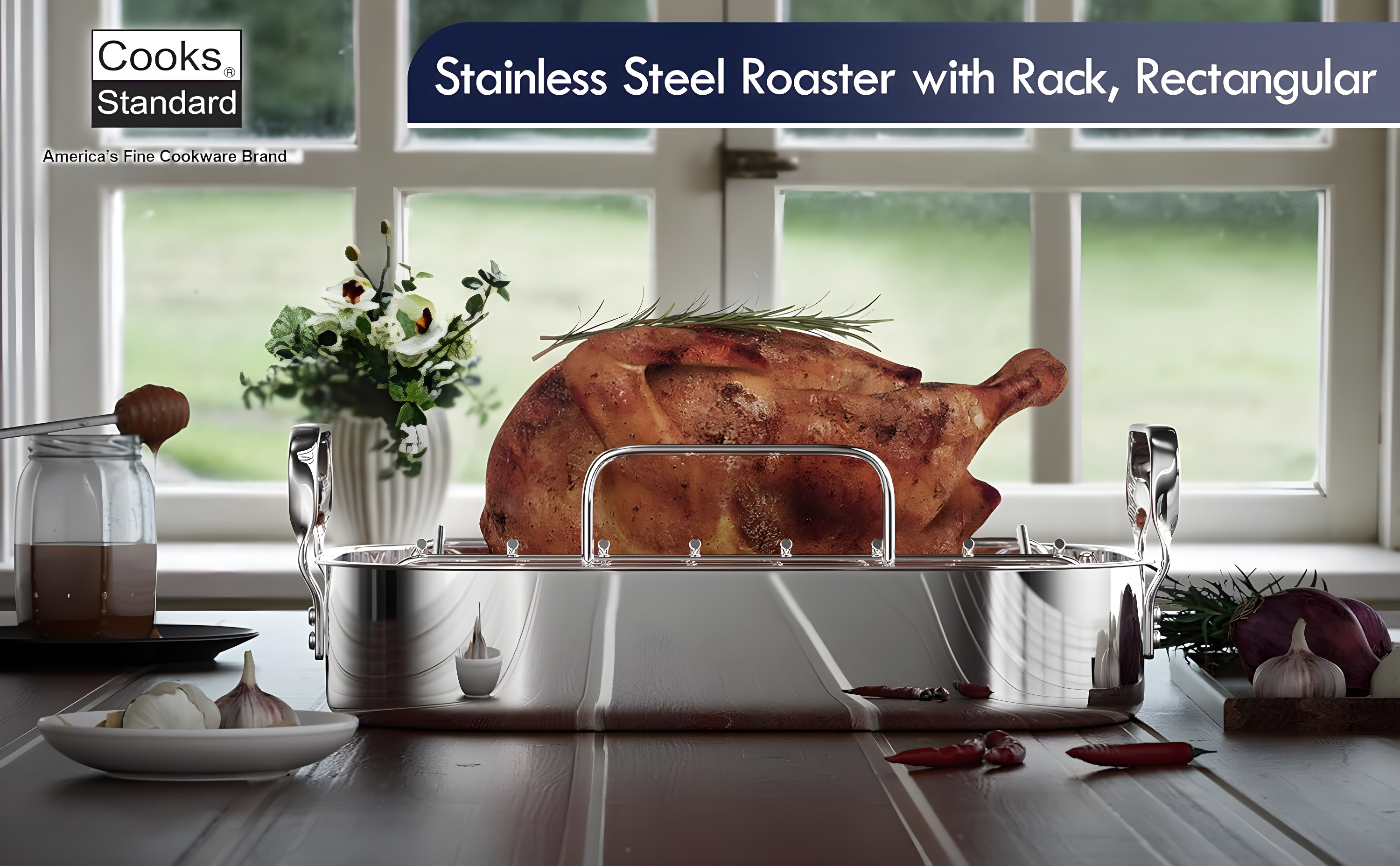 Cooks Standard Cooks Standard 16-Inch by 13-Inch Stainless Steel Roasting Pan