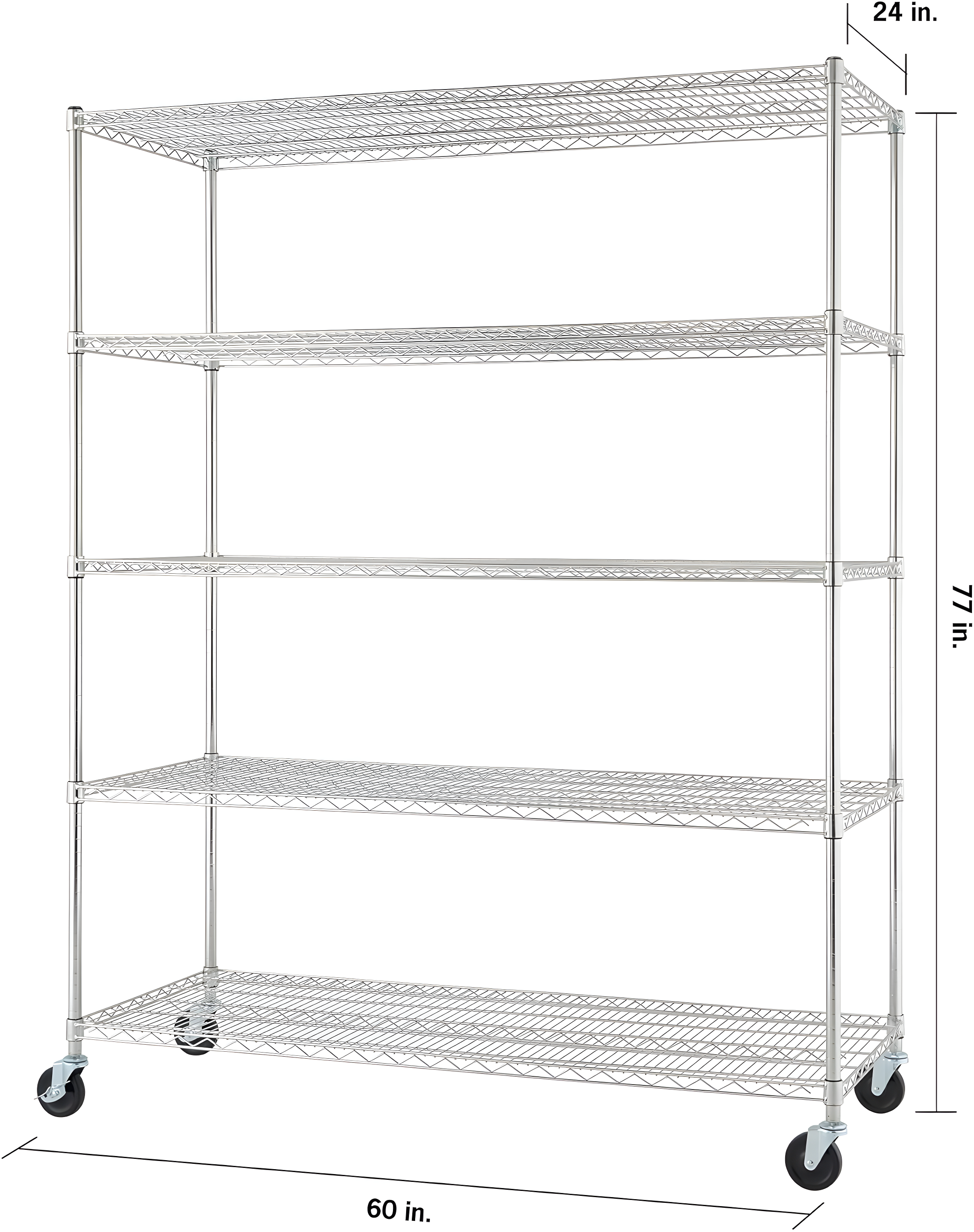 TRINITY EcoStorage 5-Tier NSF Rolling Steel Wire Shelving Unit w/ Wheels (60 in. W x 24 in. D)