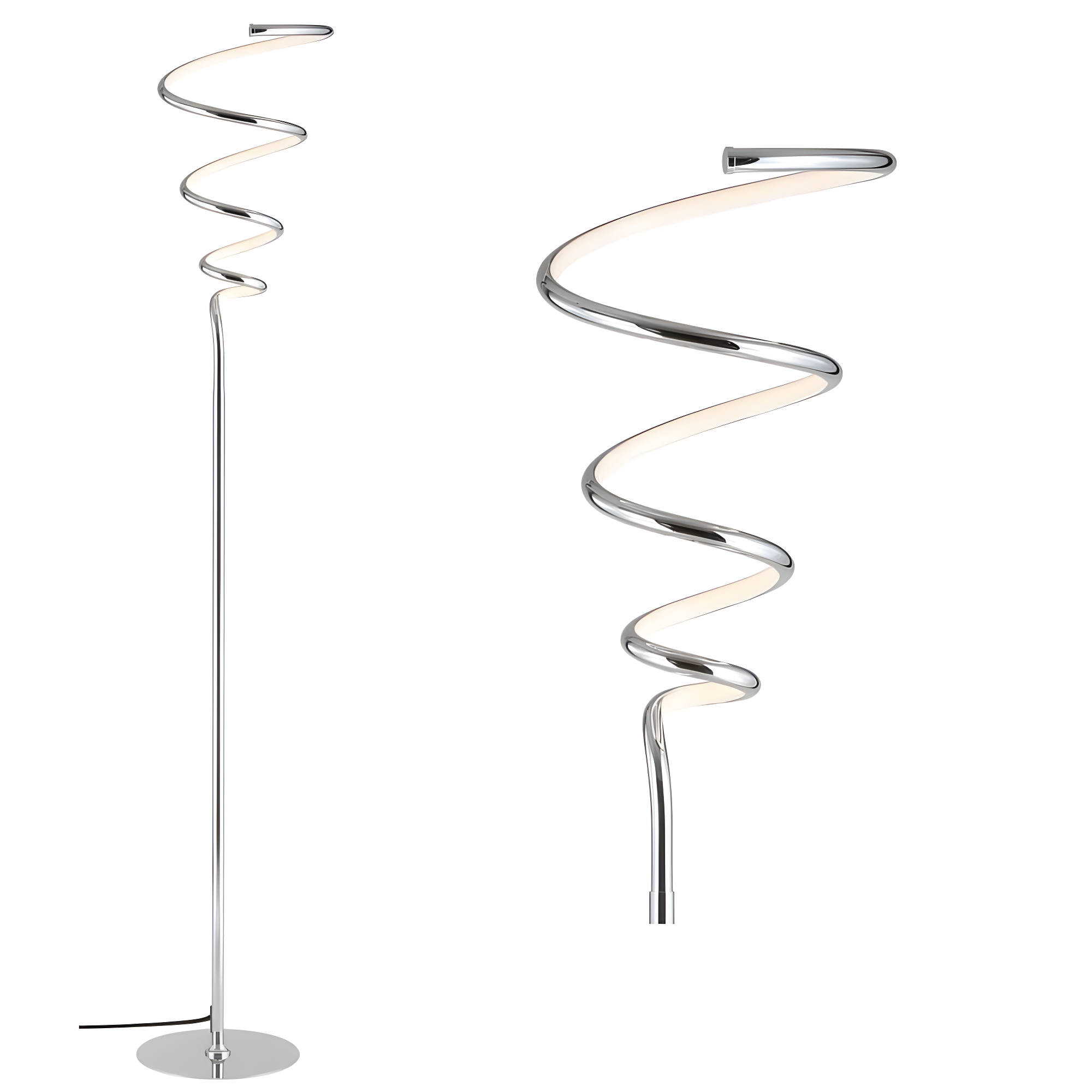 JONATHAN Y JYL7027A Scribble 60.5" Modern Dimmable Metal Integrated LED Floor Lamp, Contemporary, Minimalist, Glam for living room, dinning room, bedroom, office, Chrome