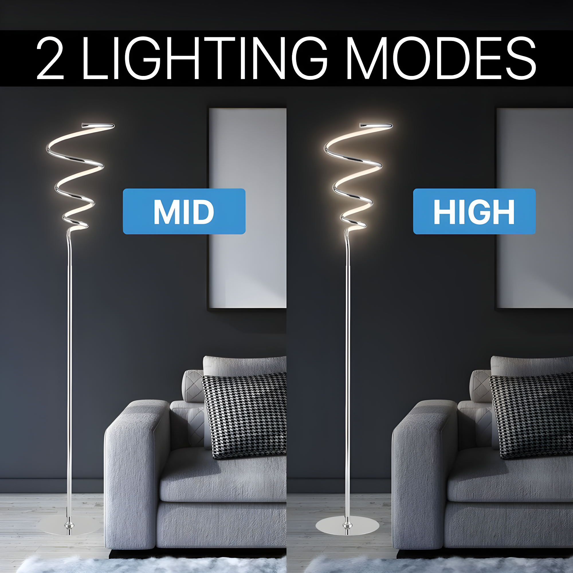 JONATHAN Y JYL7027A Scribble 60.5" Modern Dimmable Metal Integrated LED Floor Lamp, Contemporary, Minimalist, Glam for living room, dinning room, bedroom, office, Chrome