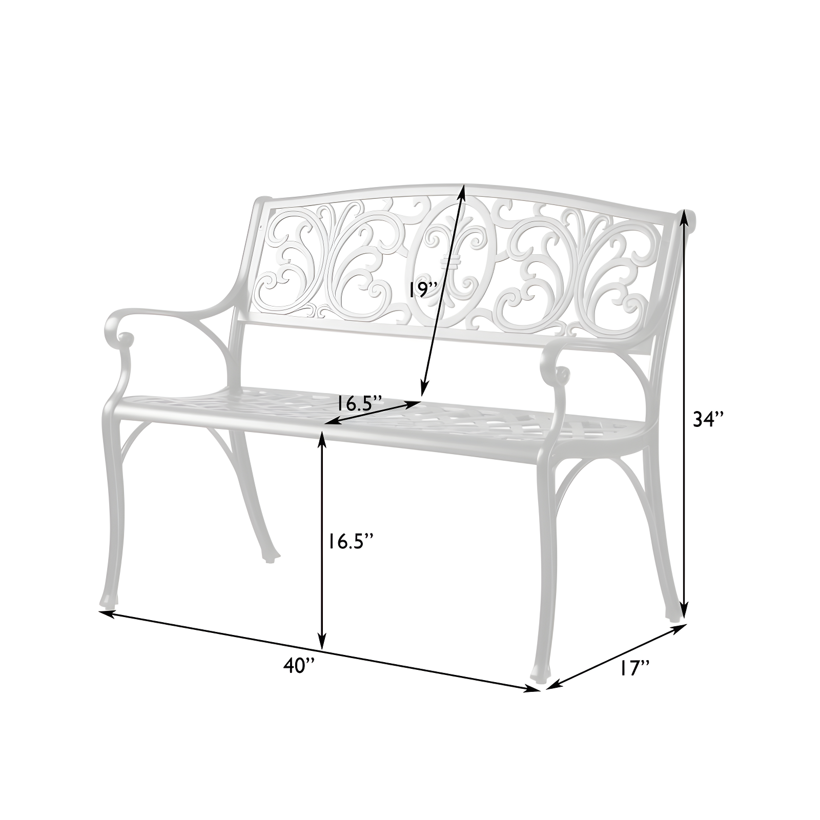 Balkene Home Decatur Outdoor Cast Aluminum Patio Bench Heavy Duty Rust Free Aluminum Construction - Antique Bronze Finish