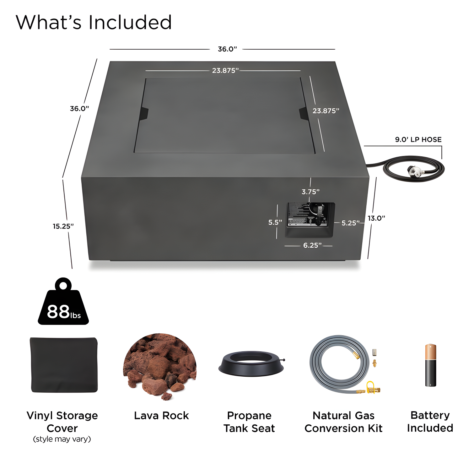 AEGEAN Propane / Natural Gas Outdoor Fire Pit Table