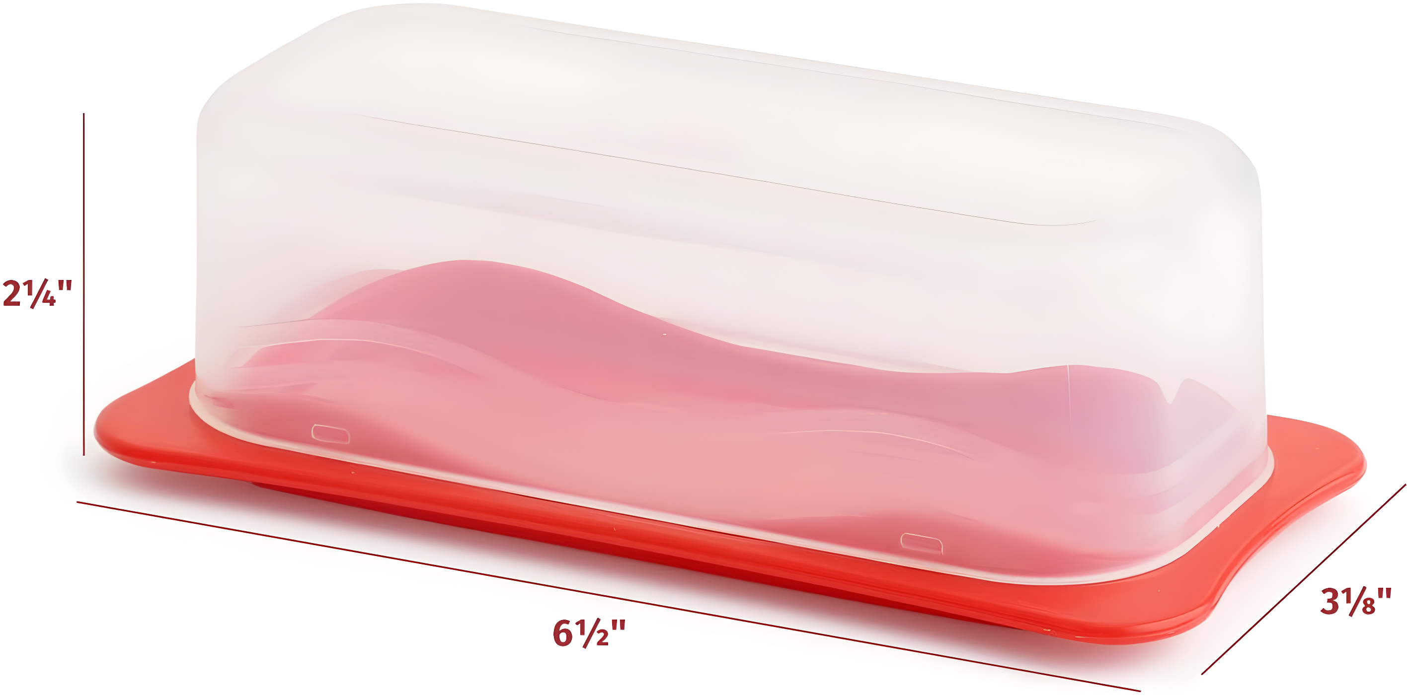 Signora Ware Plastic Butter Dish with Lid Butter Holder Storage Container, Red