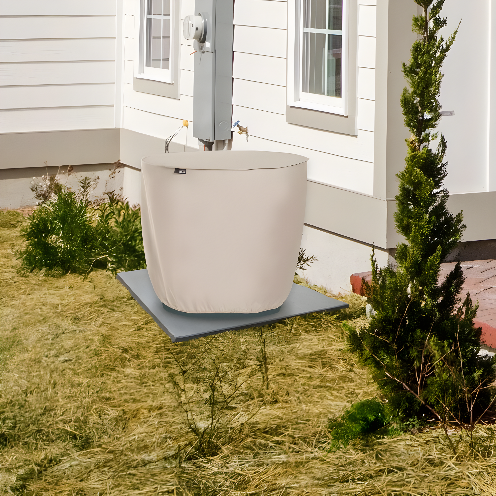 Modern Leisure Modern Leisure Chalet Round Air Conditioner Cover, 34" Diameter x 30"H, Beige