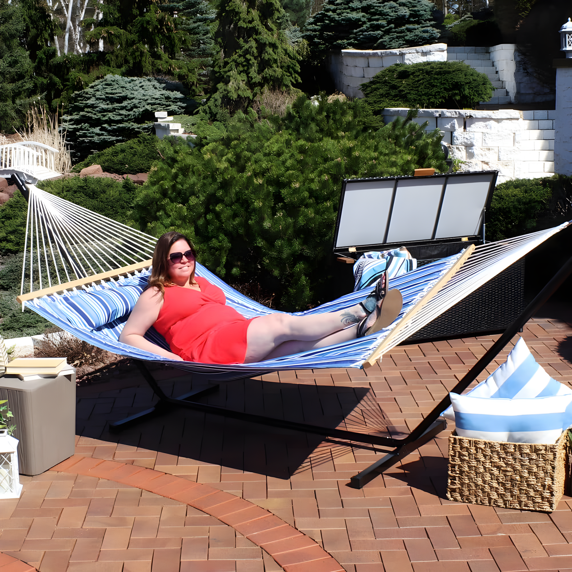 2-Person Quilted Polyester Spreader Bar Hammock