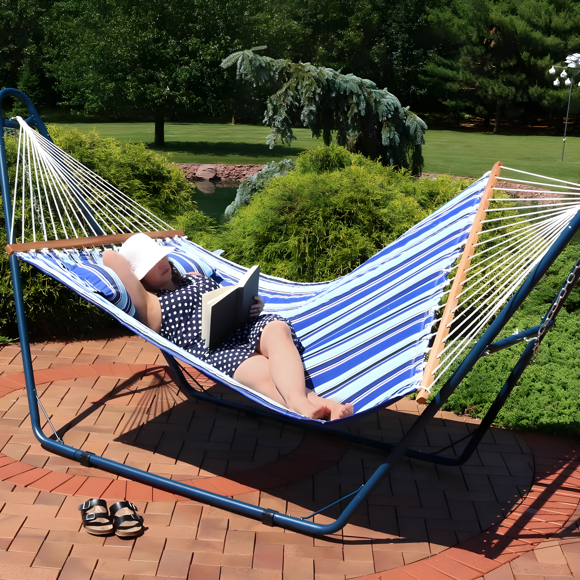 2-Person Quilted Polyester Spreader Bar Hammock