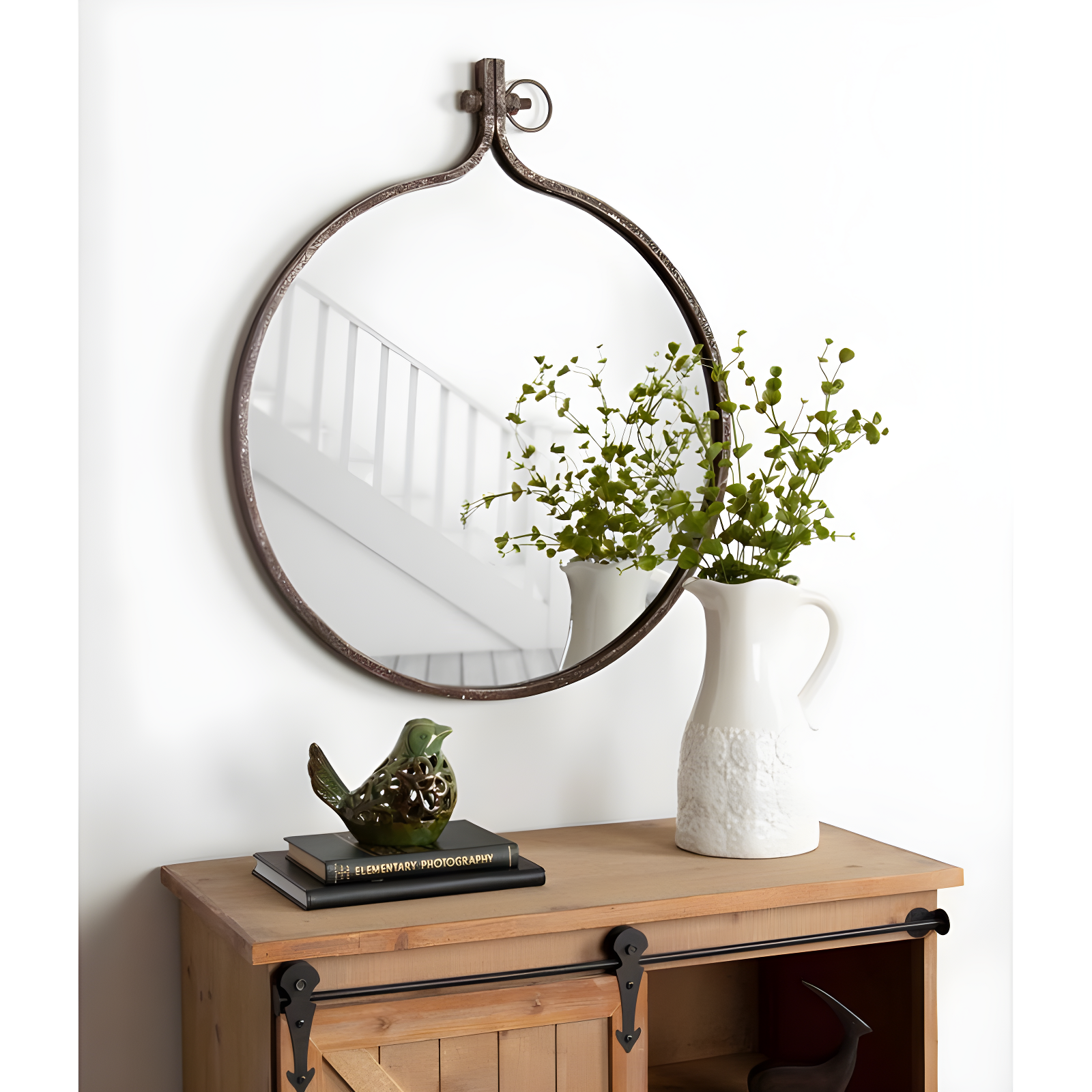 24" x 28" Yitro Metal Framed Wall Mirror Bronze - Kate and Laurel: Round, Oil Rubbed, Hanging Decor