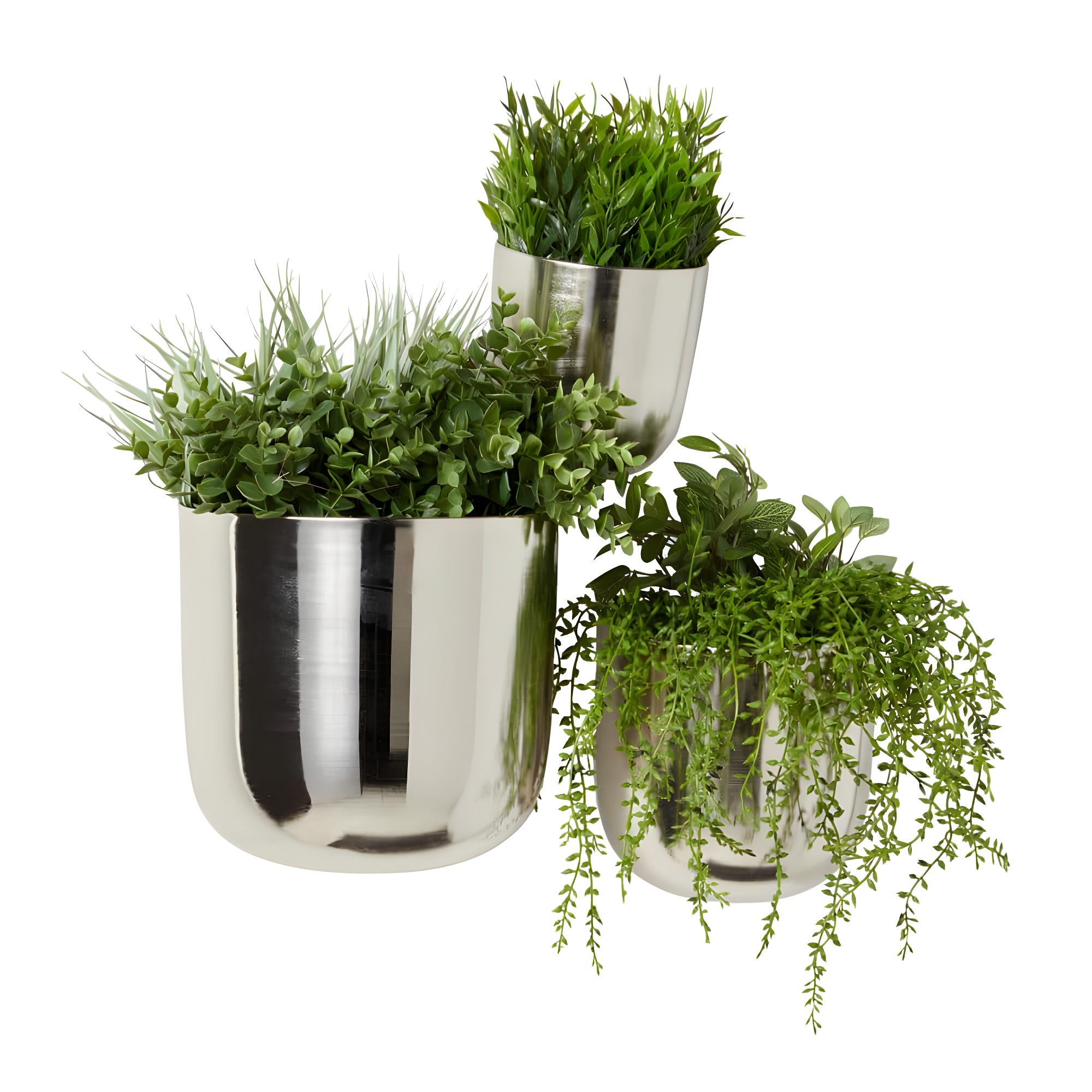 DecMode 9", 7", 6"H Round Silver Metal Indoor Outdoor Floating Wall Planter (3 Count)