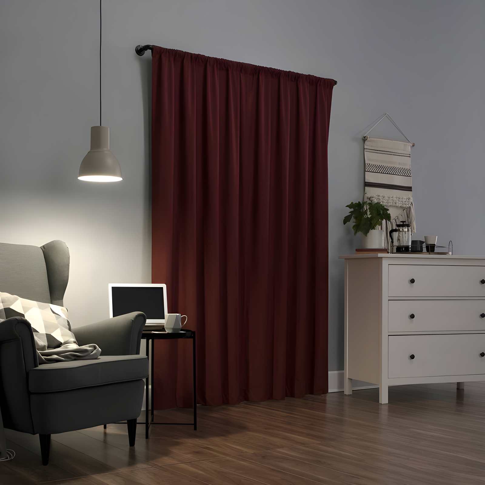 40"x84" Sun Zero 100% Blackout Cyrus Thermal Back Tab Curtain Panel Red: Modern Solid Polyester Indoor Drapery