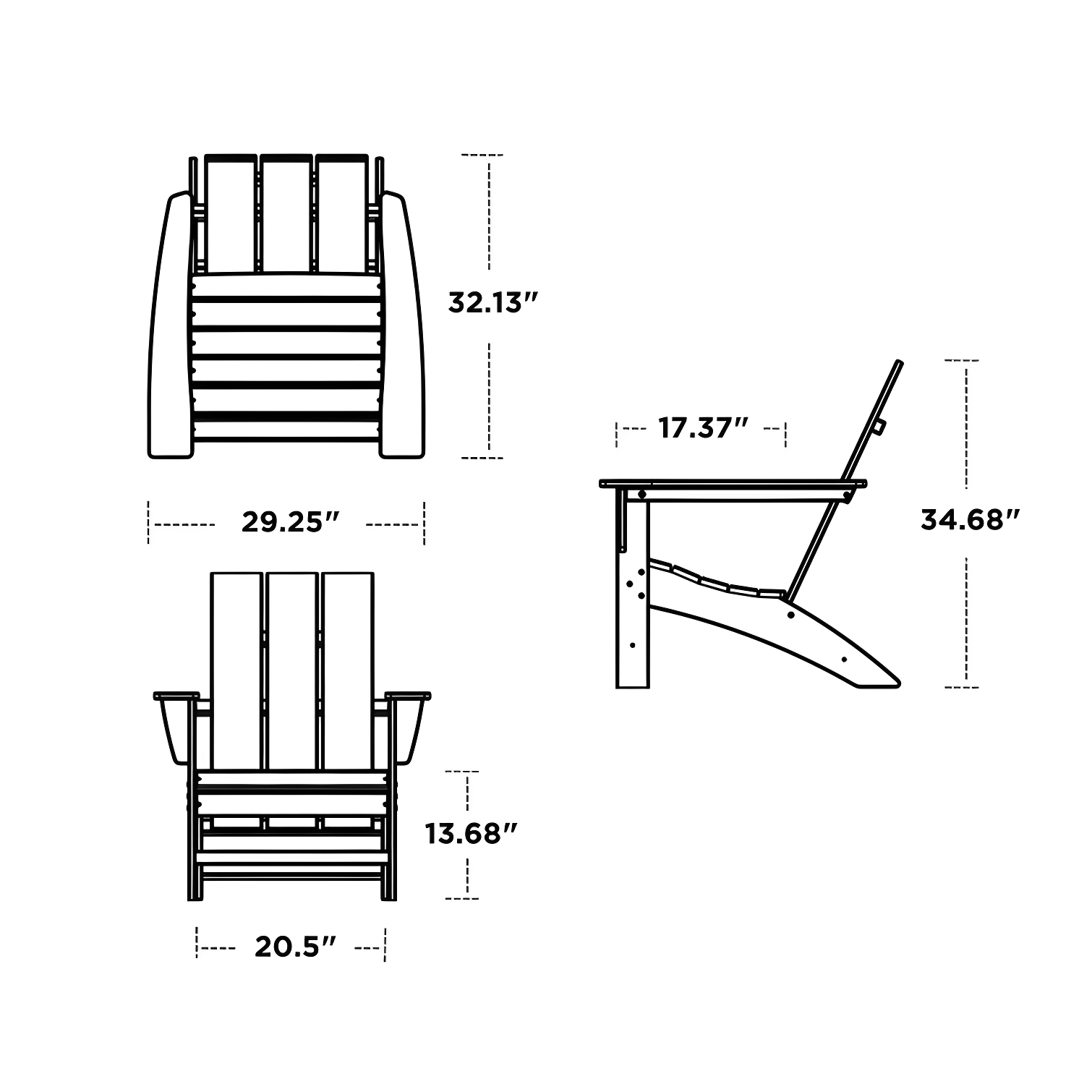Modern Adirondack High-Density Polyethylene (HDPE) Outdoor Adirondack Chair