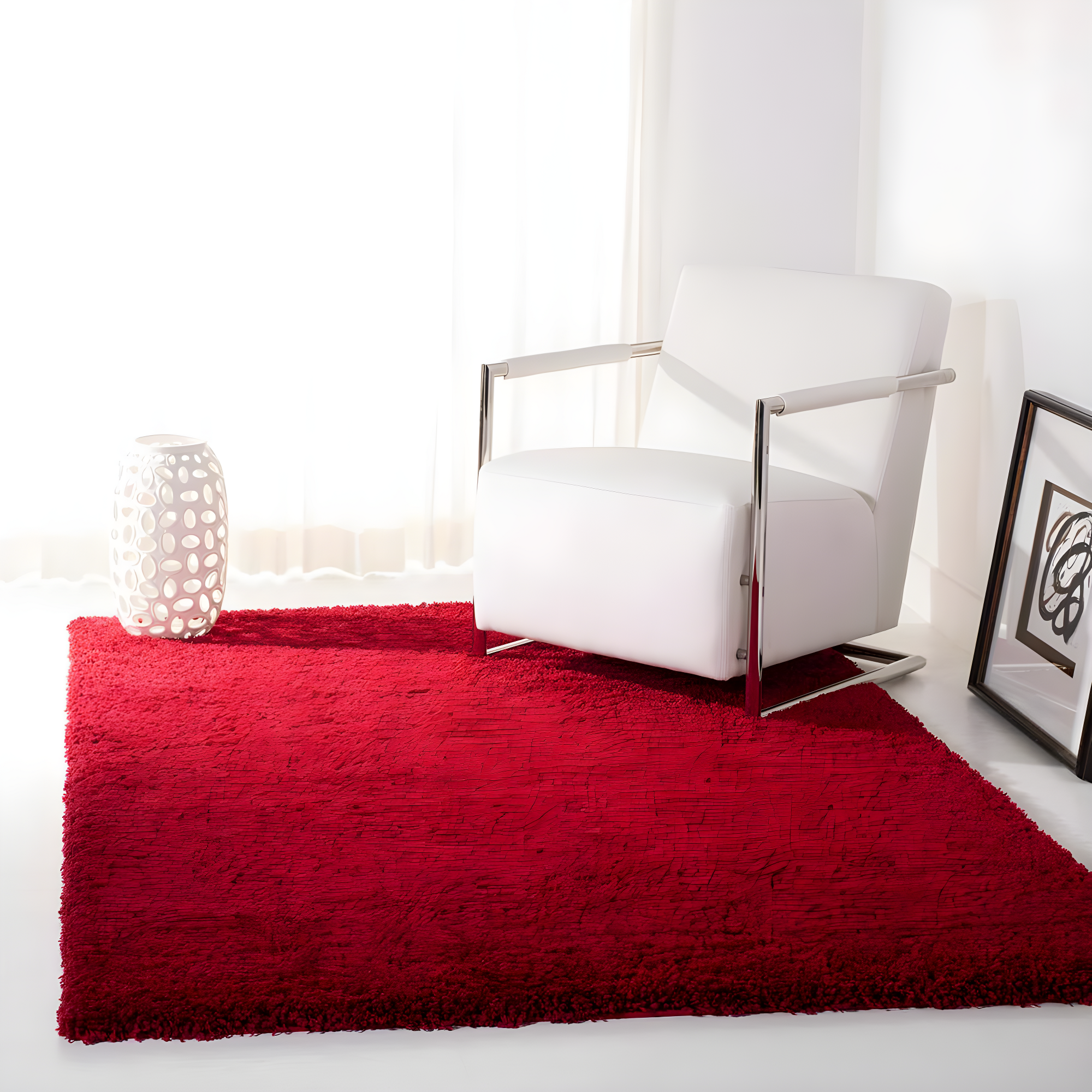 Shag SG151 Power Loomed Indoor Area Rug - Red - 5'3"x7'6" - Safavieh.