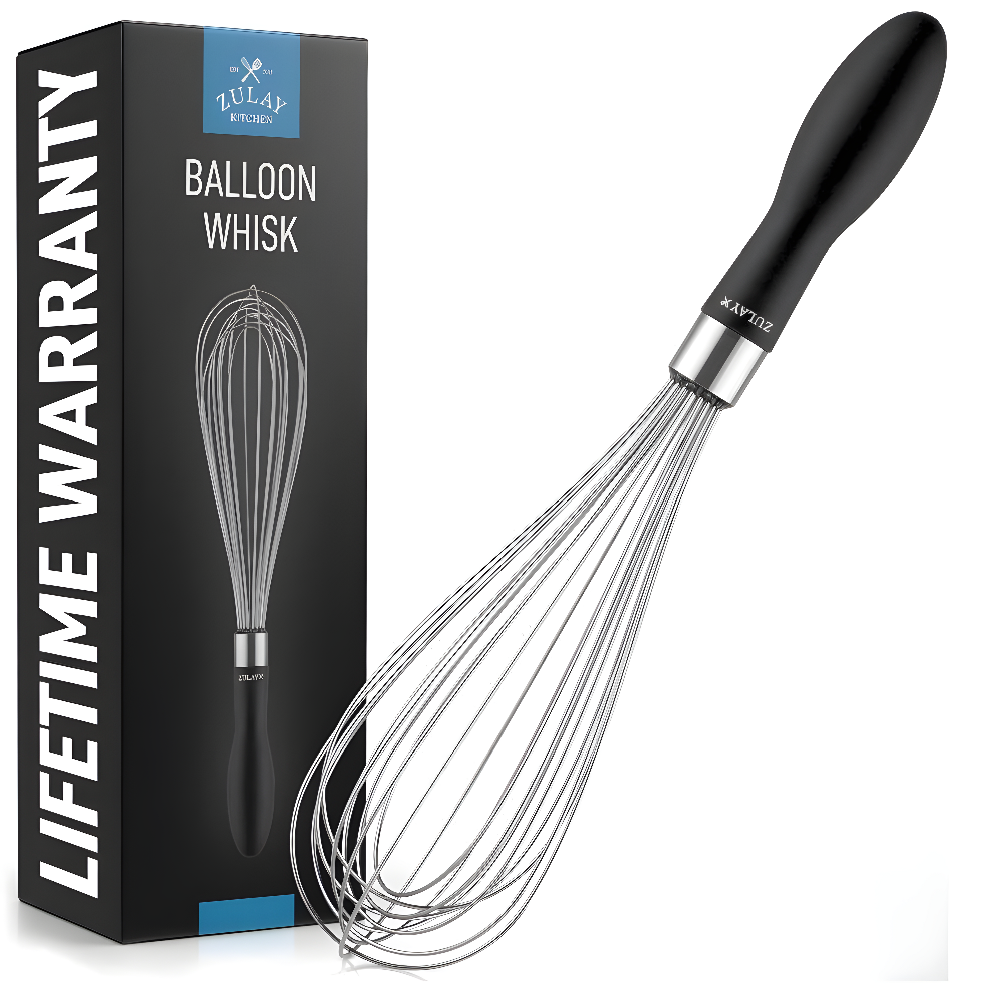 11-Inch Stainless Steel Balloon Whisk with Black Silicone Handle
