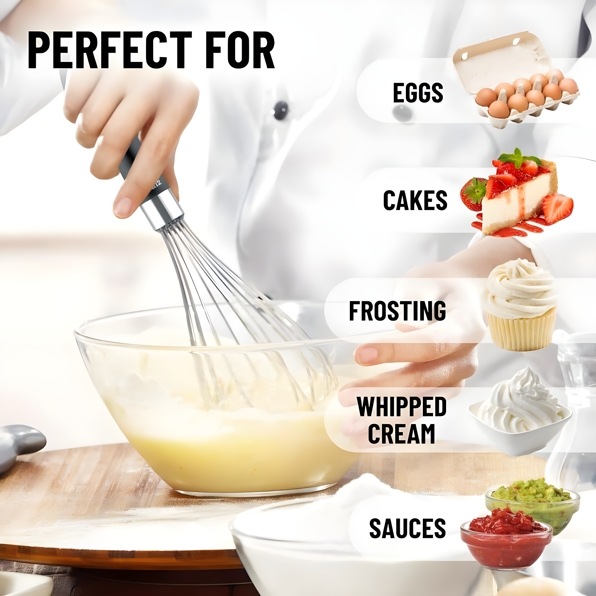 11-Inch Stainless Steel Balloon Whisk with Black Silicone Handle