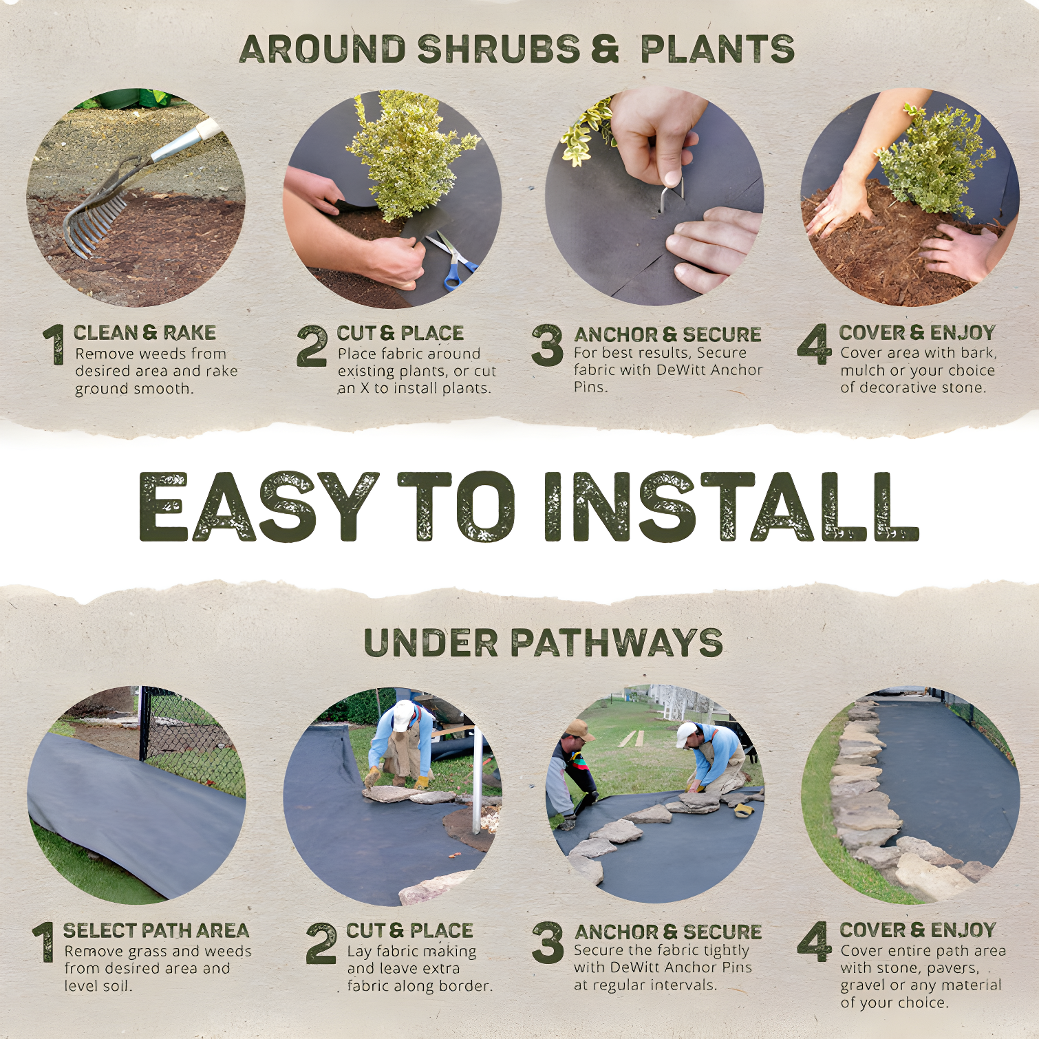 DeWitt Sunbelt Woven Weed Barrier Landscape Fabric Ground Cover (Set of 2)