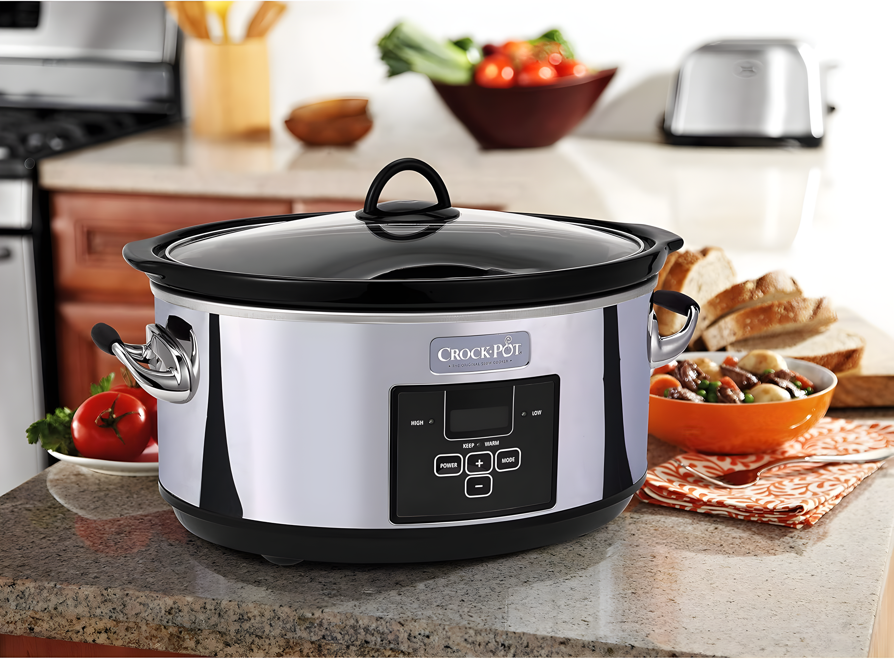 Crock-Pot 7-Quart Polished Flat Control Programmable Slow Cooker (SCCPVF710-P-WM)