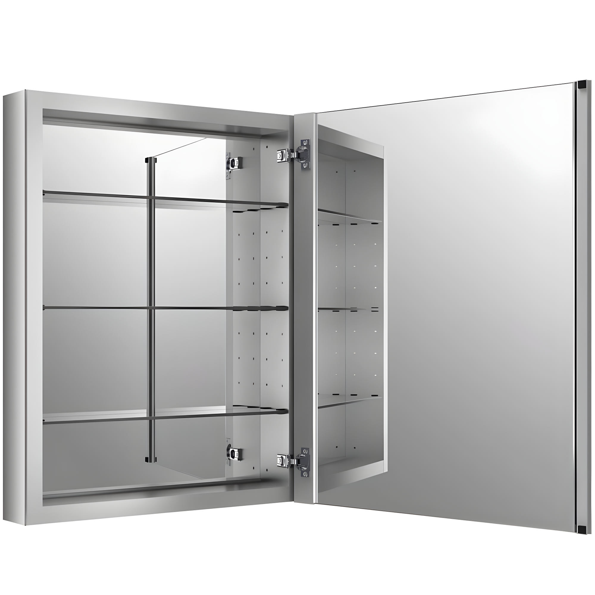 Verdera® Recessed or Surface Mount Frameless Medicine Cabinet with 3 Adjustable Shelves