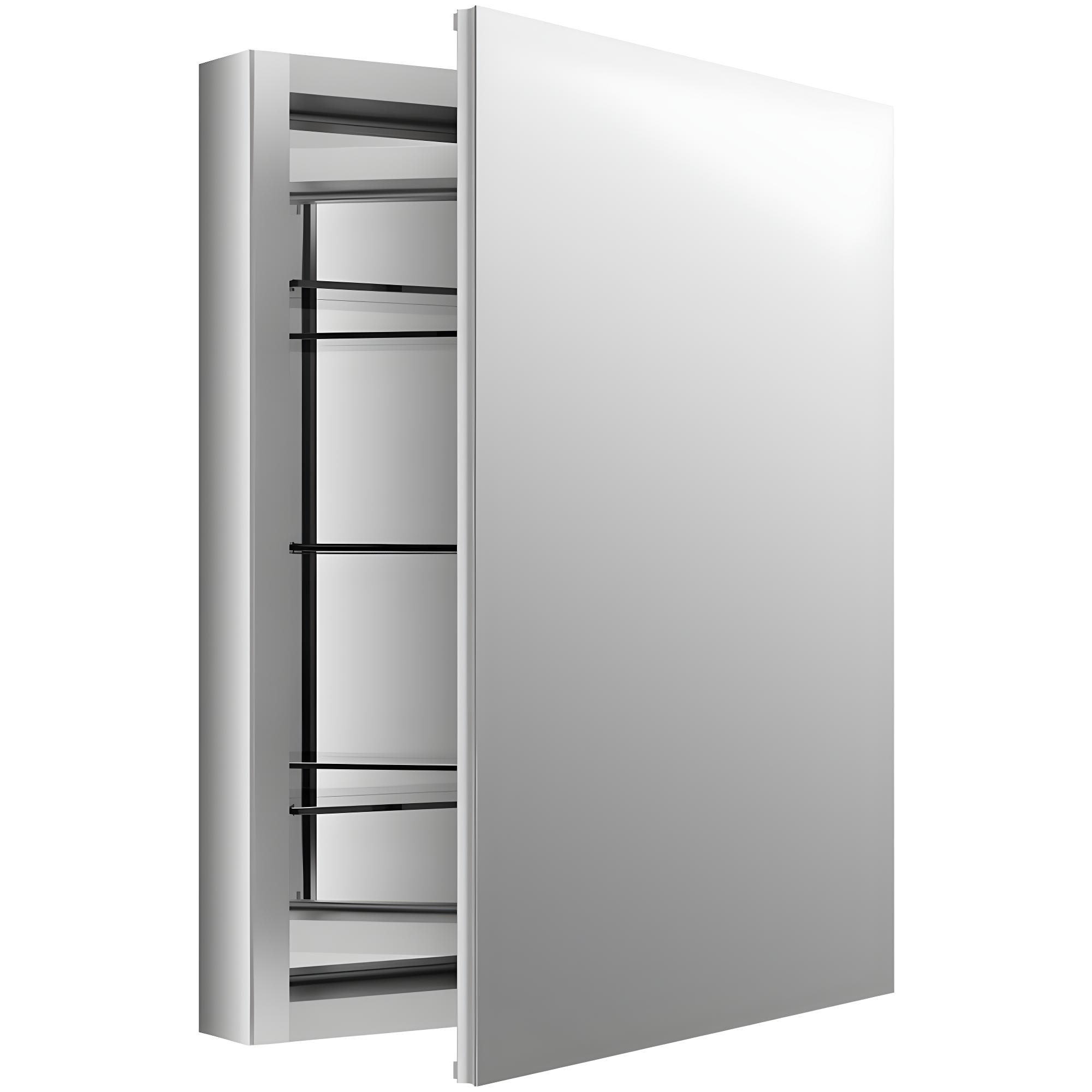 Verdera® Recessed or Surface Mount Frameless Medicine Cabinet with 3 Adjustable Shelves