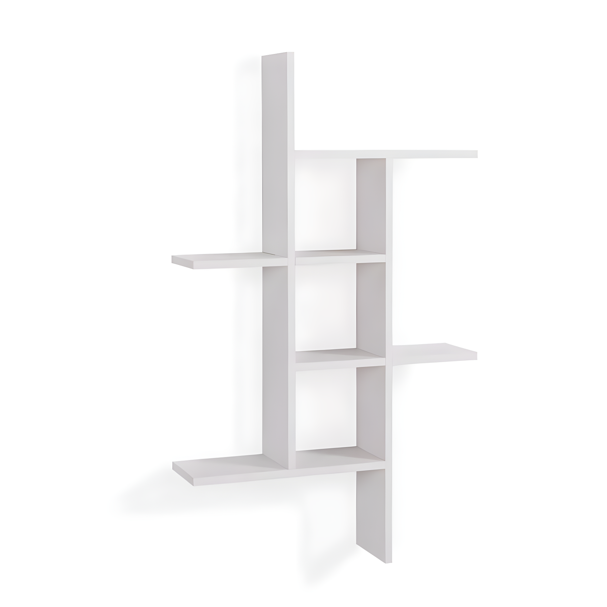 Danya B. 40" x 24" Cantilever Wall Shelf White: Modern Laminated MDF, 4-Tier Storage, Includes Mounting Hardware