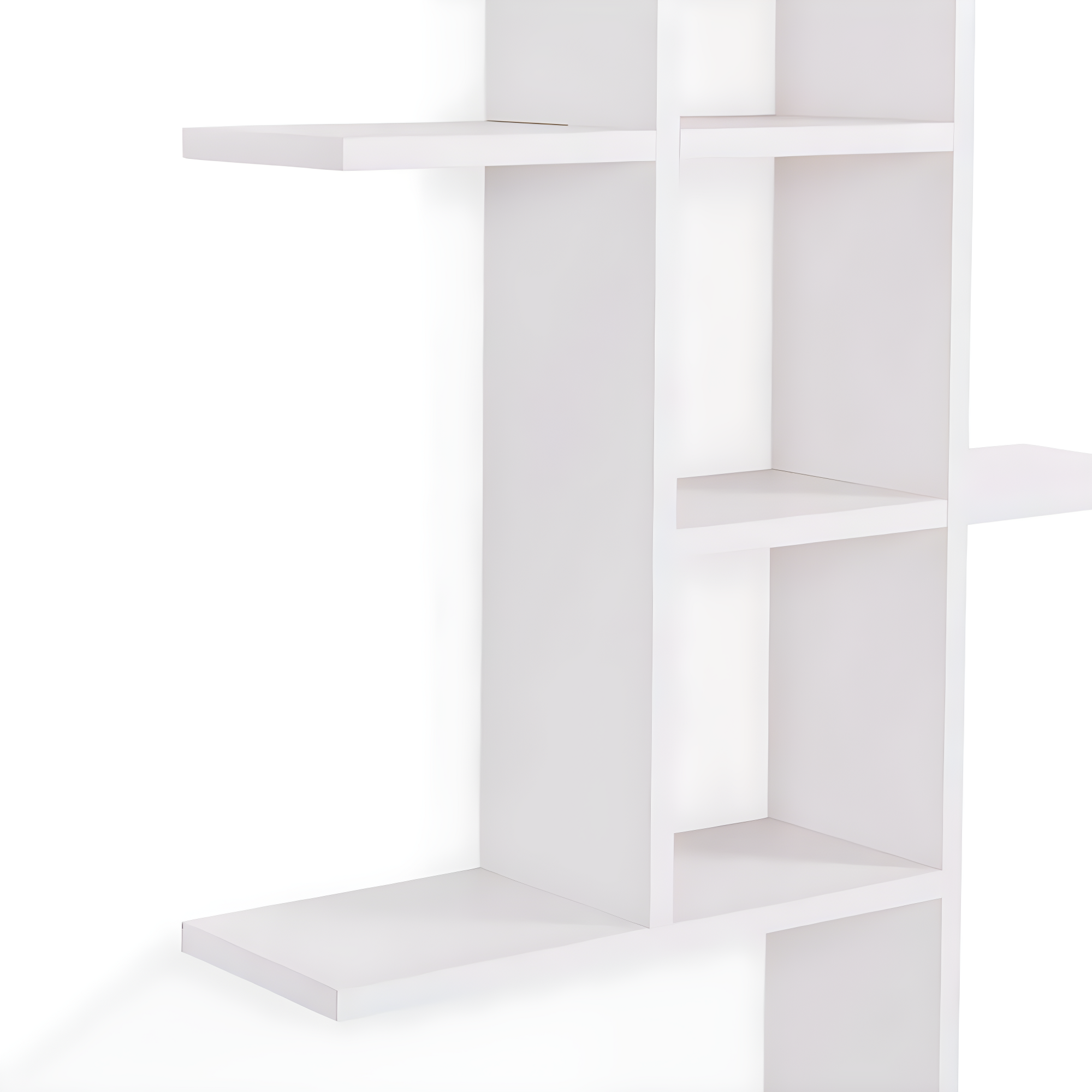Danya B. 40" x 24" Cantilever Wall Shelf White: Modern Laminated MDF, 4-Tier Storage, Includes Mounting Hardware