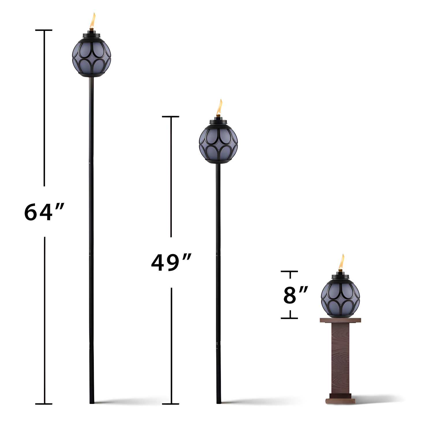 TIKI® Brand Easy Install 64 Inch TIKI Torch Metal Globe (Set of 2)