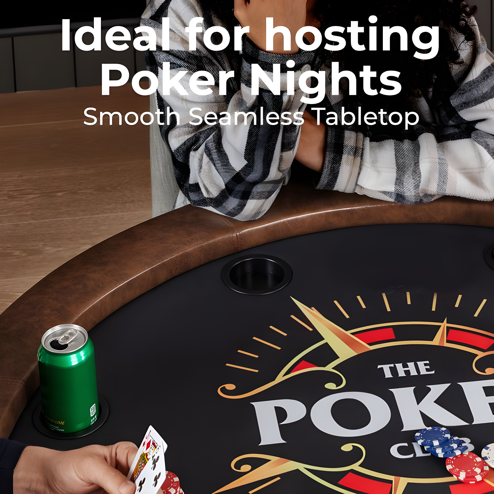 SereneLife 8-Player Foldable Rounded Poker/Casino Game Table with Cushioned Rail