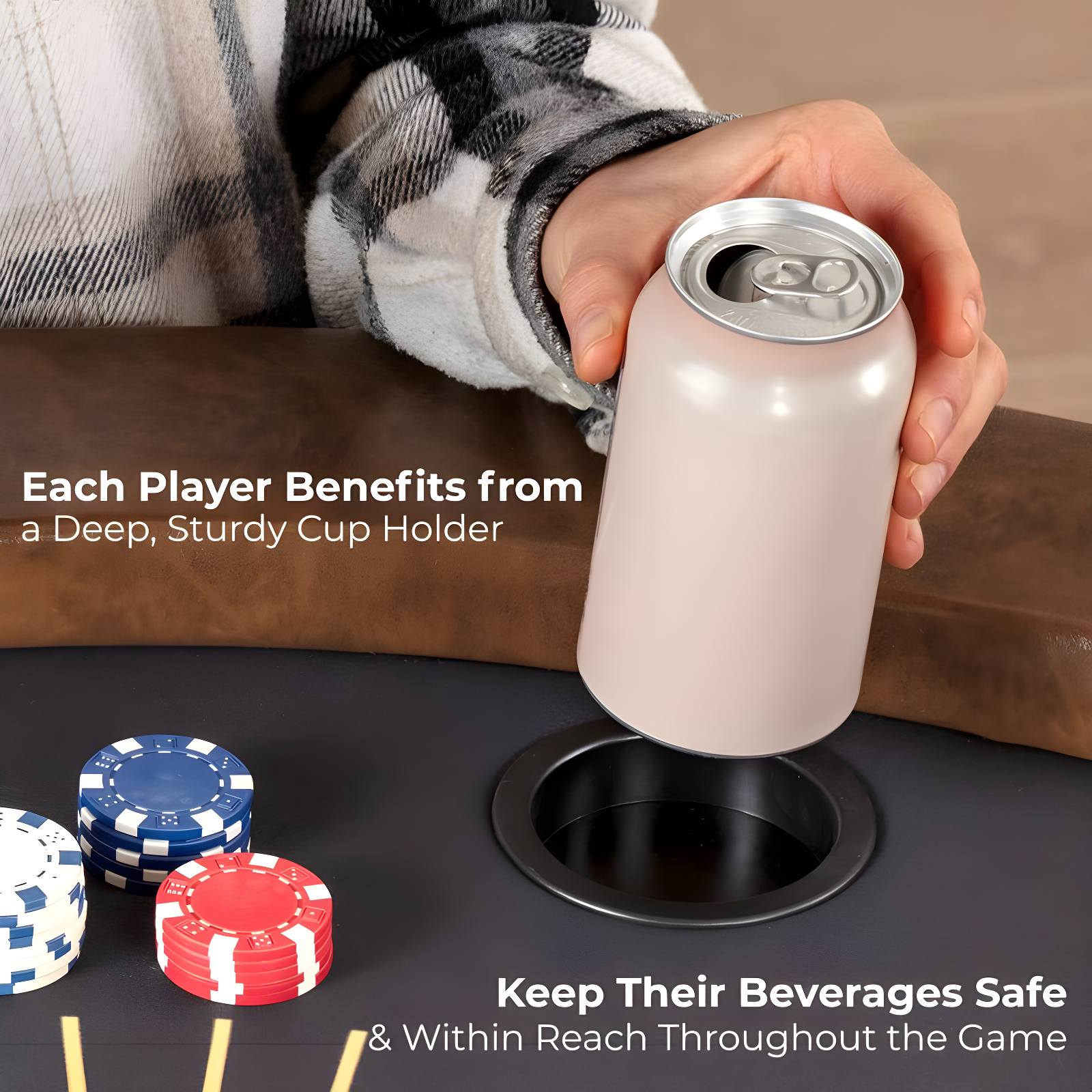 SereneLife 8-Player Foldable Rounded Poker/Casino Game Table with Cushioned Rail