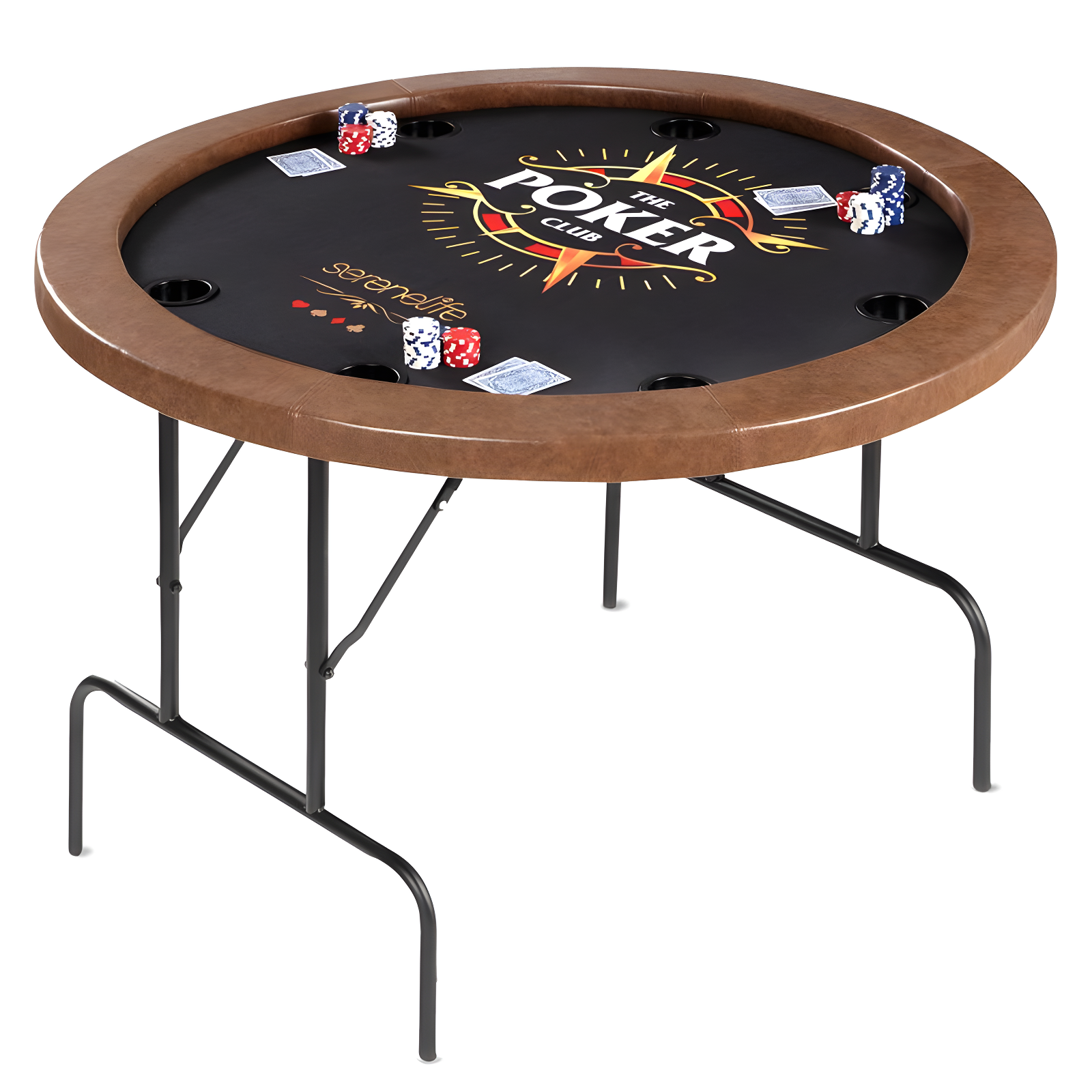 SereneLife 8-Player Foldable Rounded Poker/Casino Game Table with Cushioned Rail