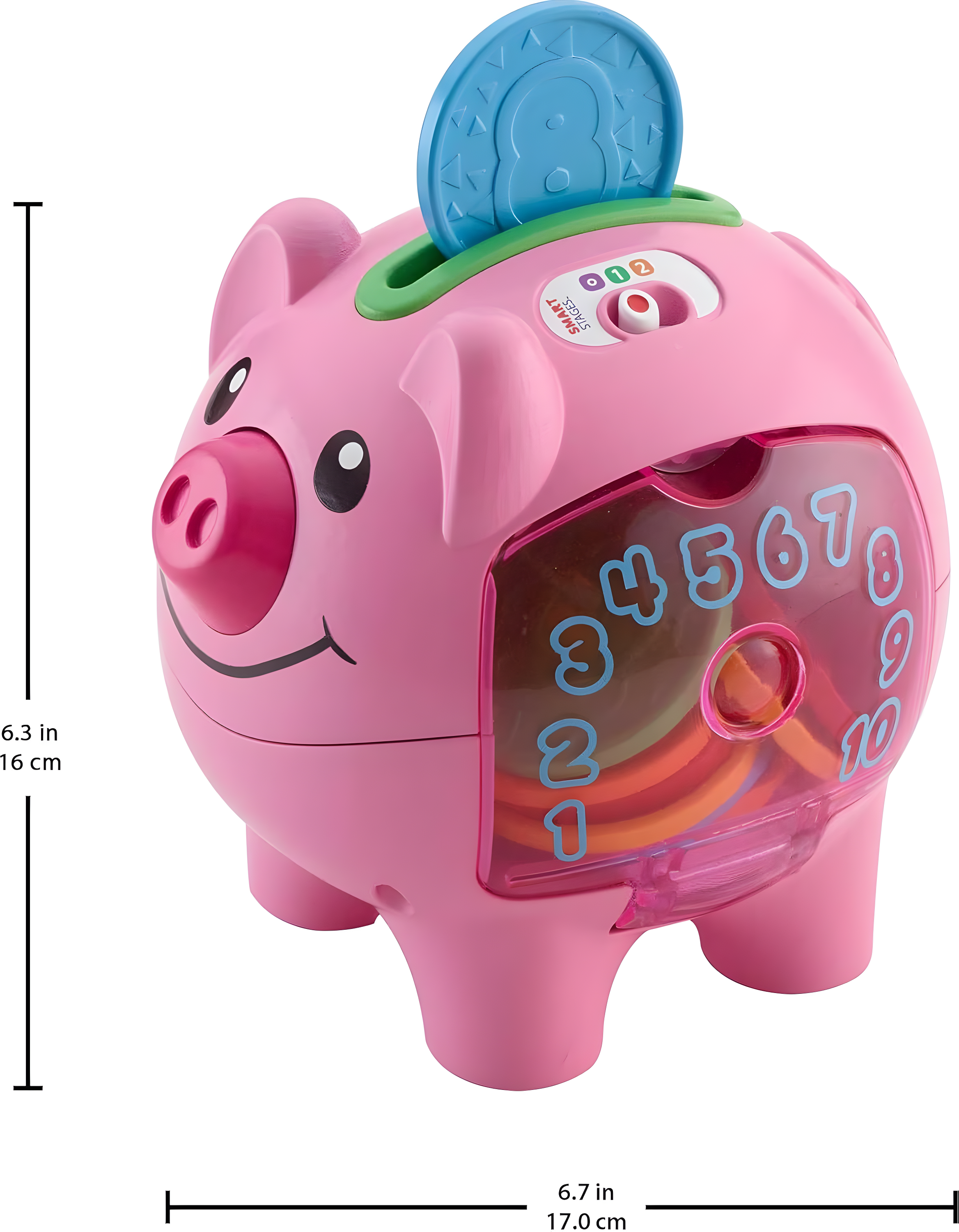 Fisher-Price Laugh & Learn Smart Stages Piggy Bank, Interactive Baby Toy