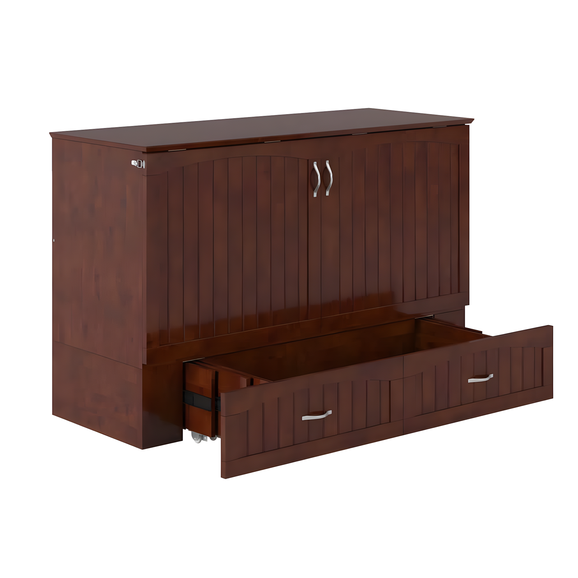 Queen Southampton Murphy Bed Chest with USB Turbo Charger Walnut - AFI: Space-Saving, Hardwood Frame, No Box Spring Needed