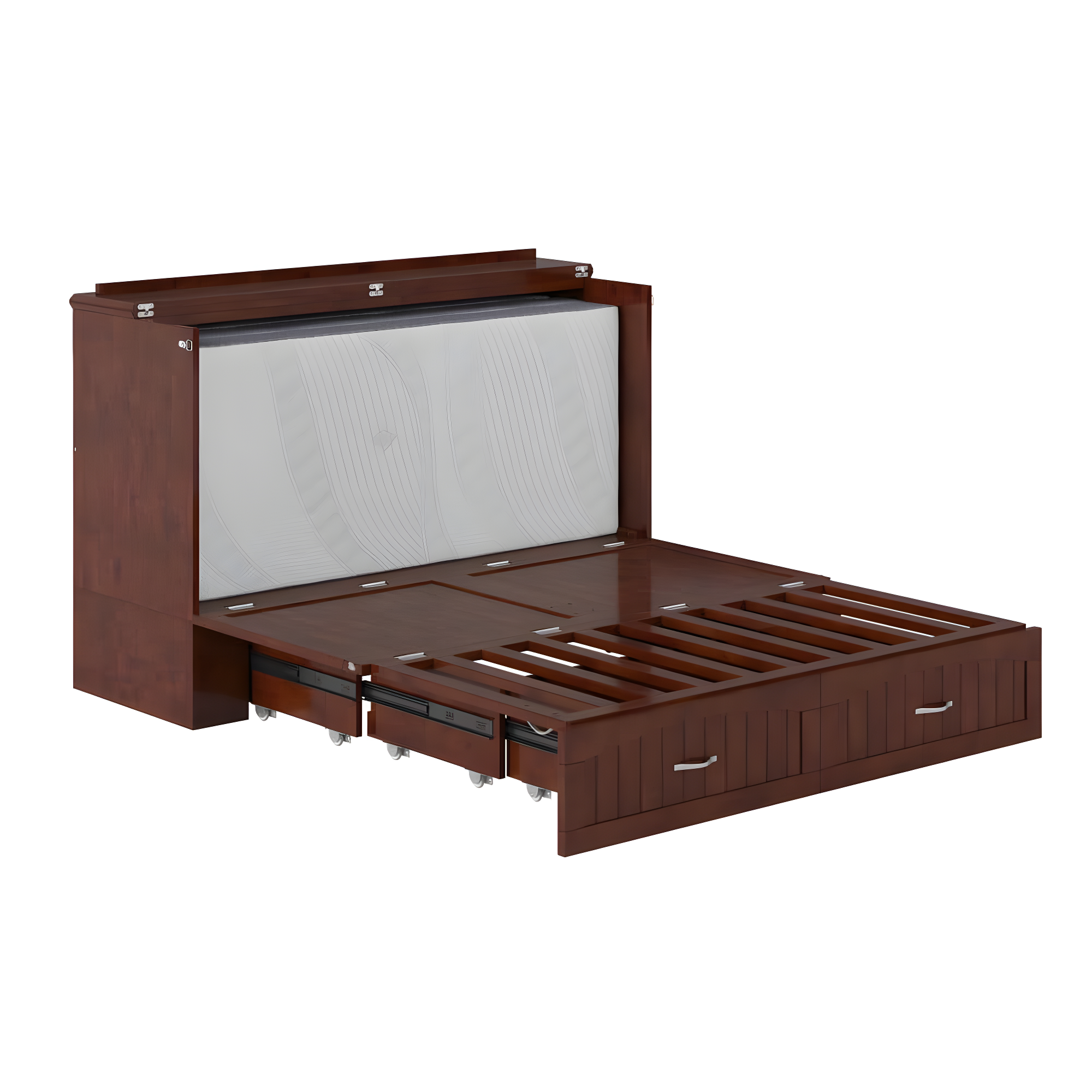 Queen Southampton Murphy Bed Chest with USB Turbo Charger Walnut - AFI: Space-Saving, Hardwood Frame, No Box Spring Needed