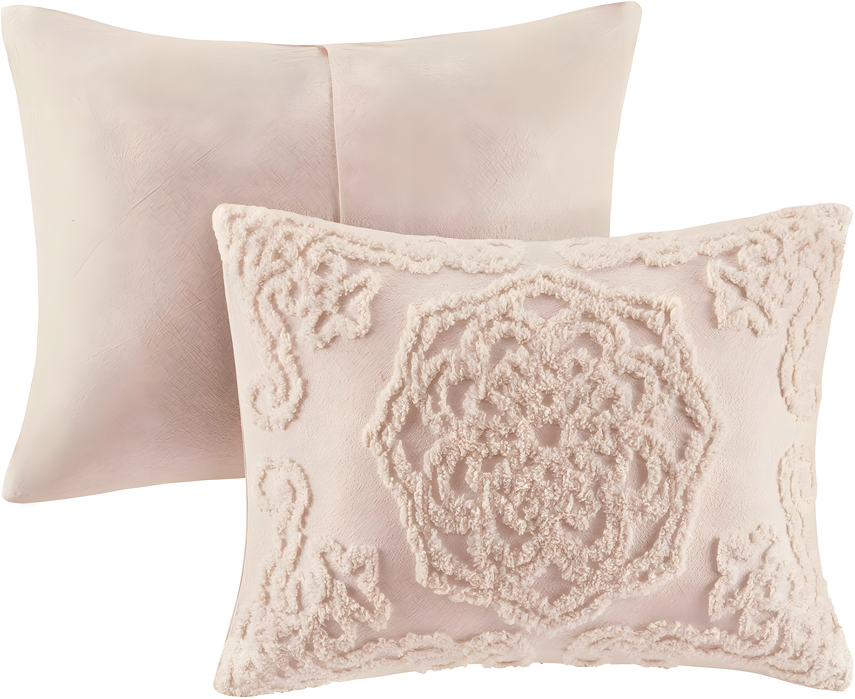Laetitia Tufted Chenille Cotton Medallion Fringe Coverlet Set