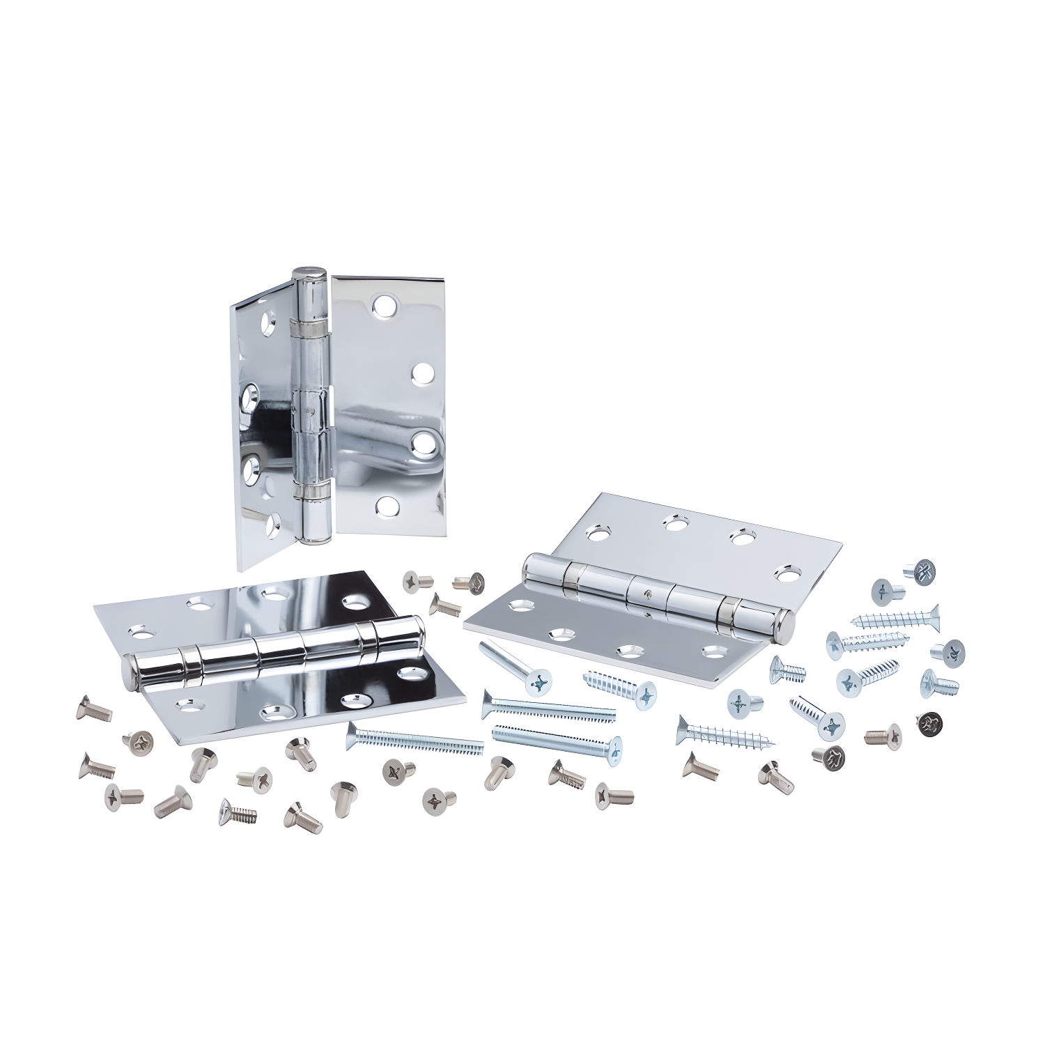 Global Door Controls 4.5 in. x 4.5 in. Full Mortise Squared Ball Bearing Hinge with Non-Removable Pin - Pack of 3 (Set of 3)