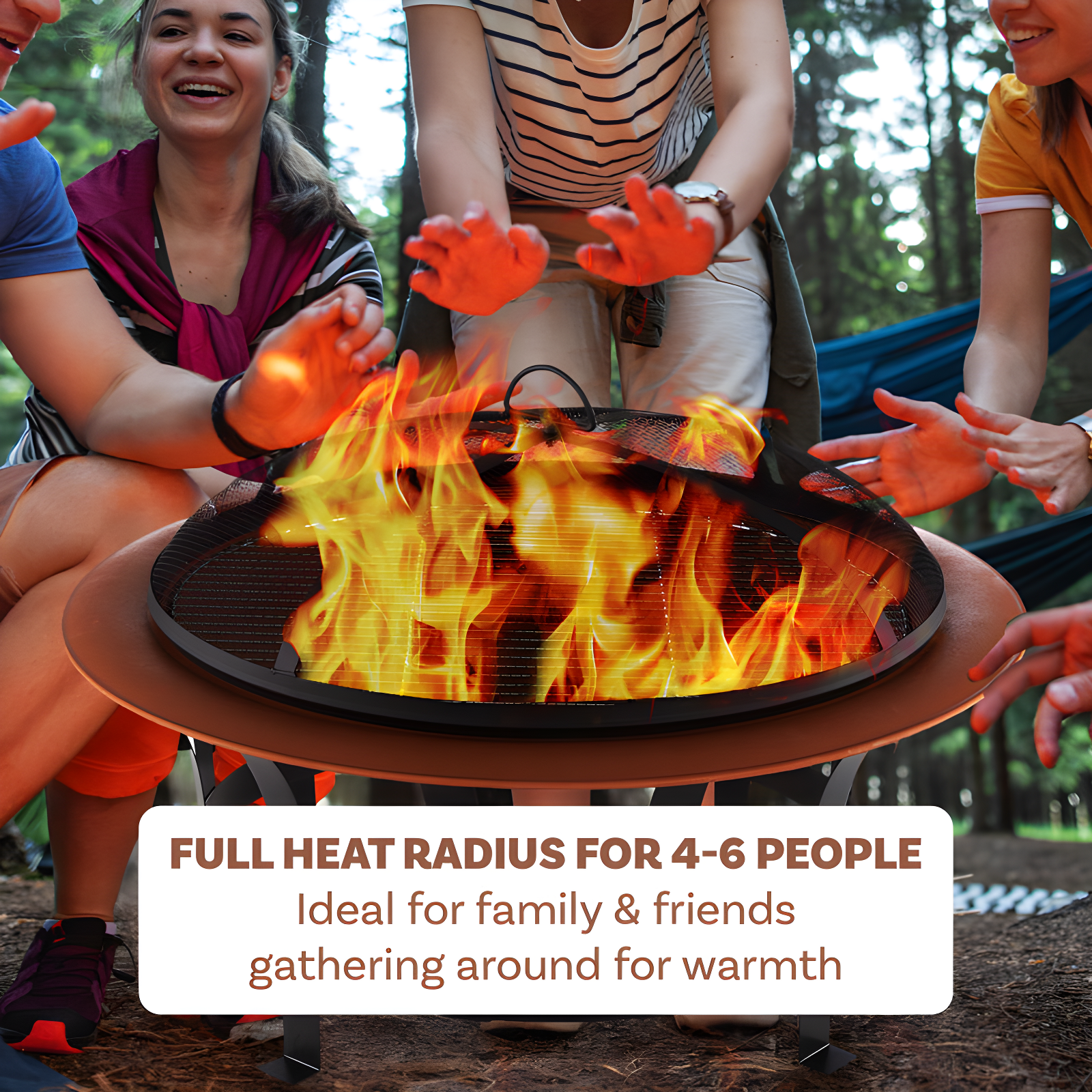 Janzen Outdoor Fire Pit - 30-inch Wood Burning Firepit with High-Temp Copper Finish, Screen, Poker, and Grate - Fire Pits & Outdoor Fireplaces by Pure Garden