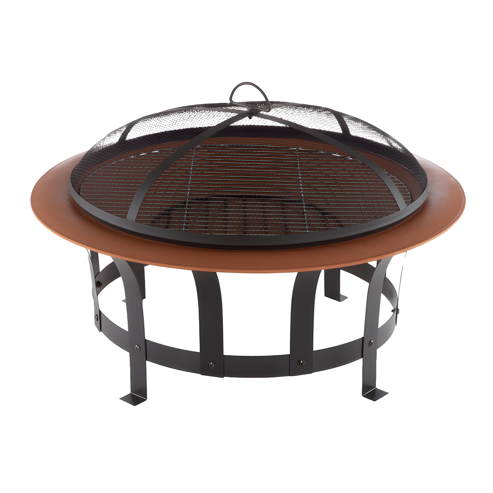 Janzen Outdoor Fire Pit - 30-inch Wood Burning Firepit with High-Temp Copper Finish, Screen, Poker, and Grate - Fire Pits & Outdoor Fireplaces by Pure Garden